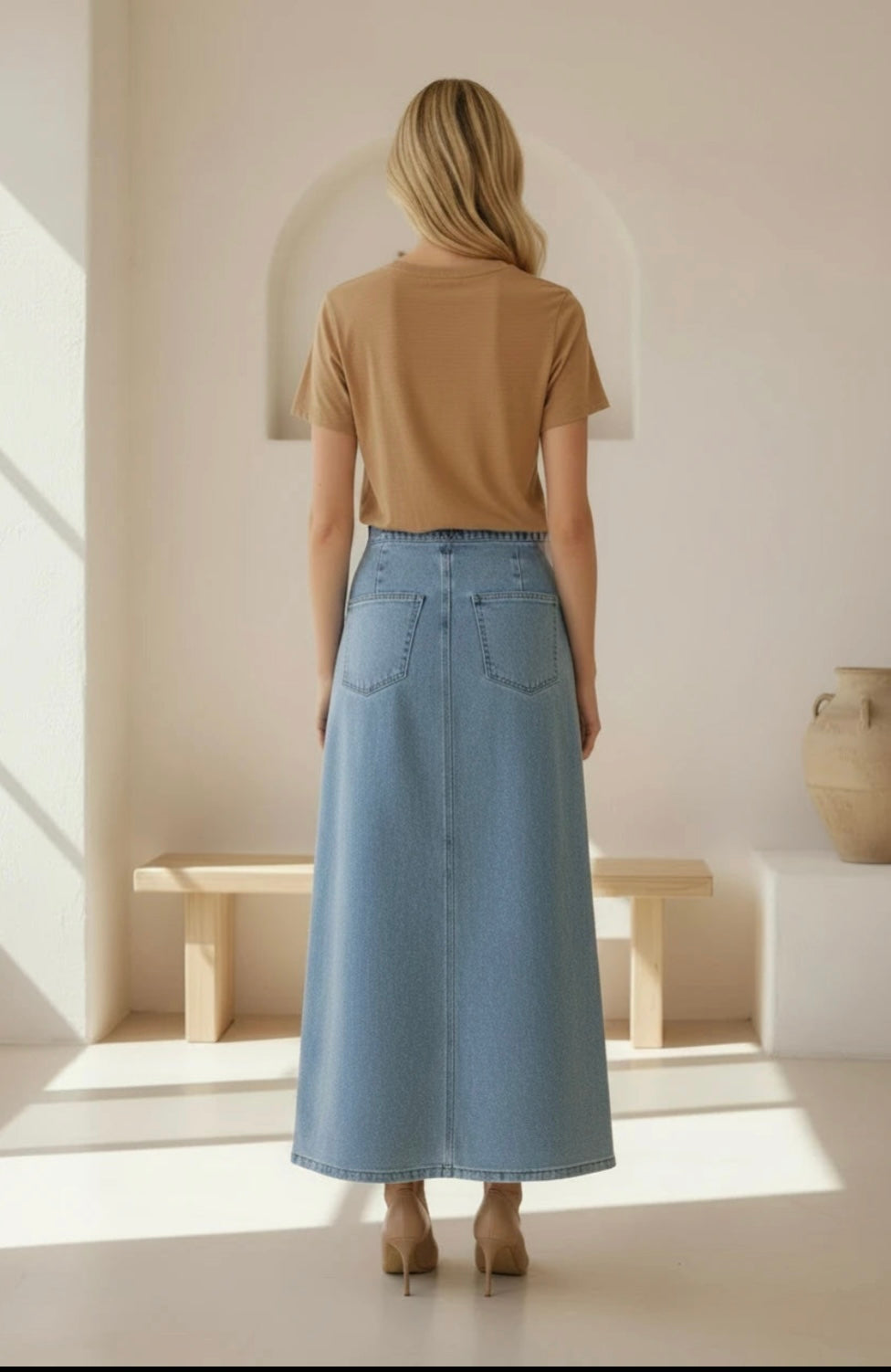 Tate Denim Maxi Skirt Light Denim