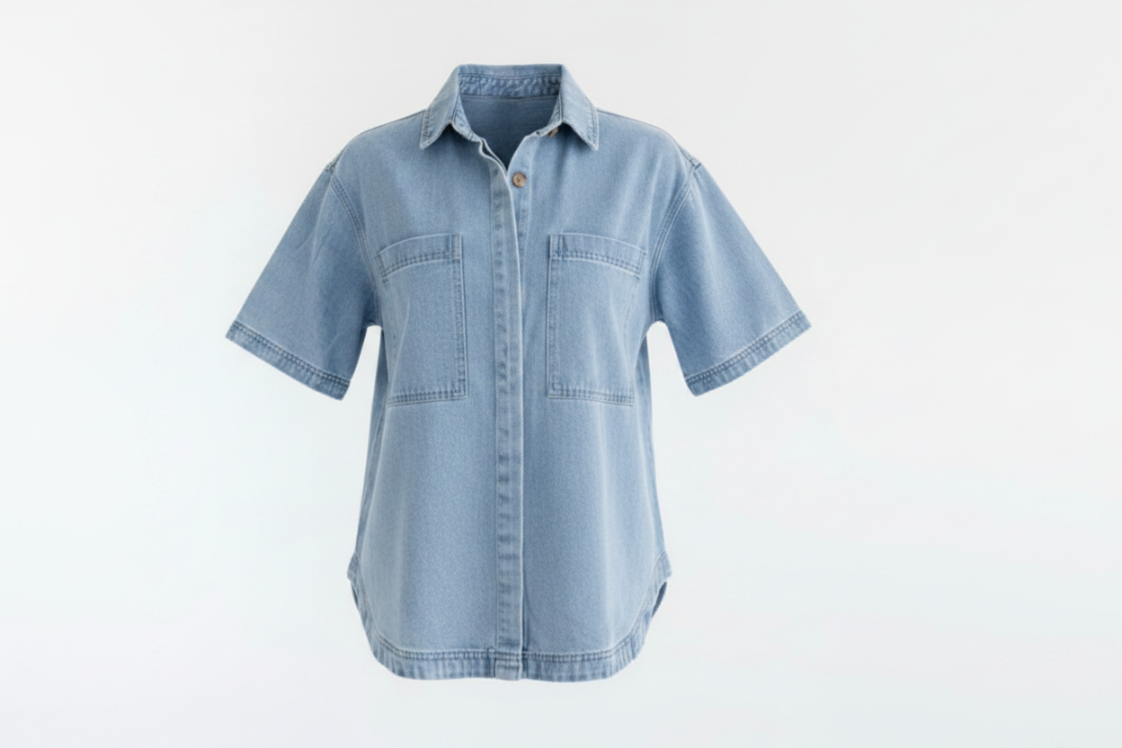The Devon Mid-Blue Denim Short Set