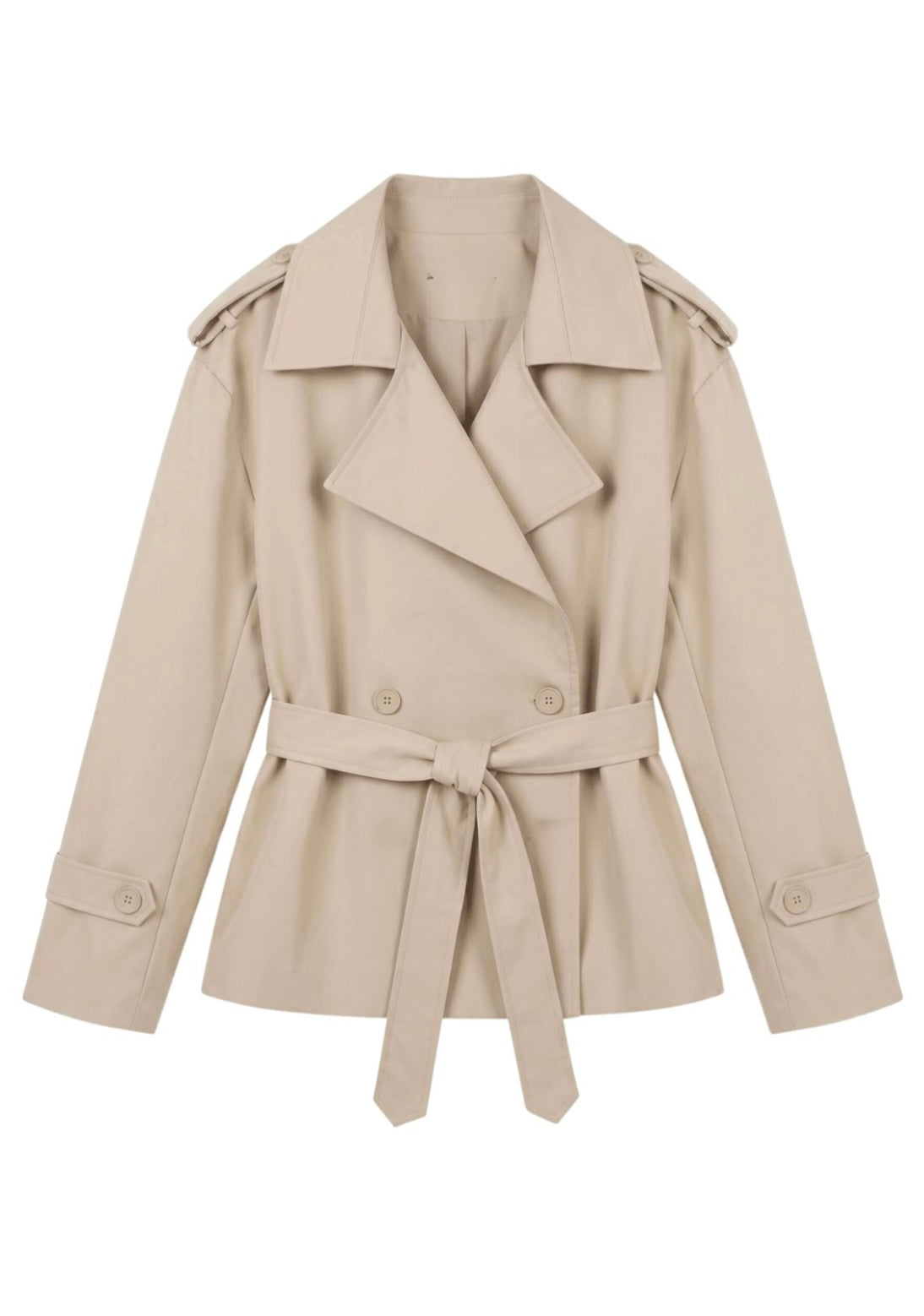 Teagan Cropped Trench Coat in Stone