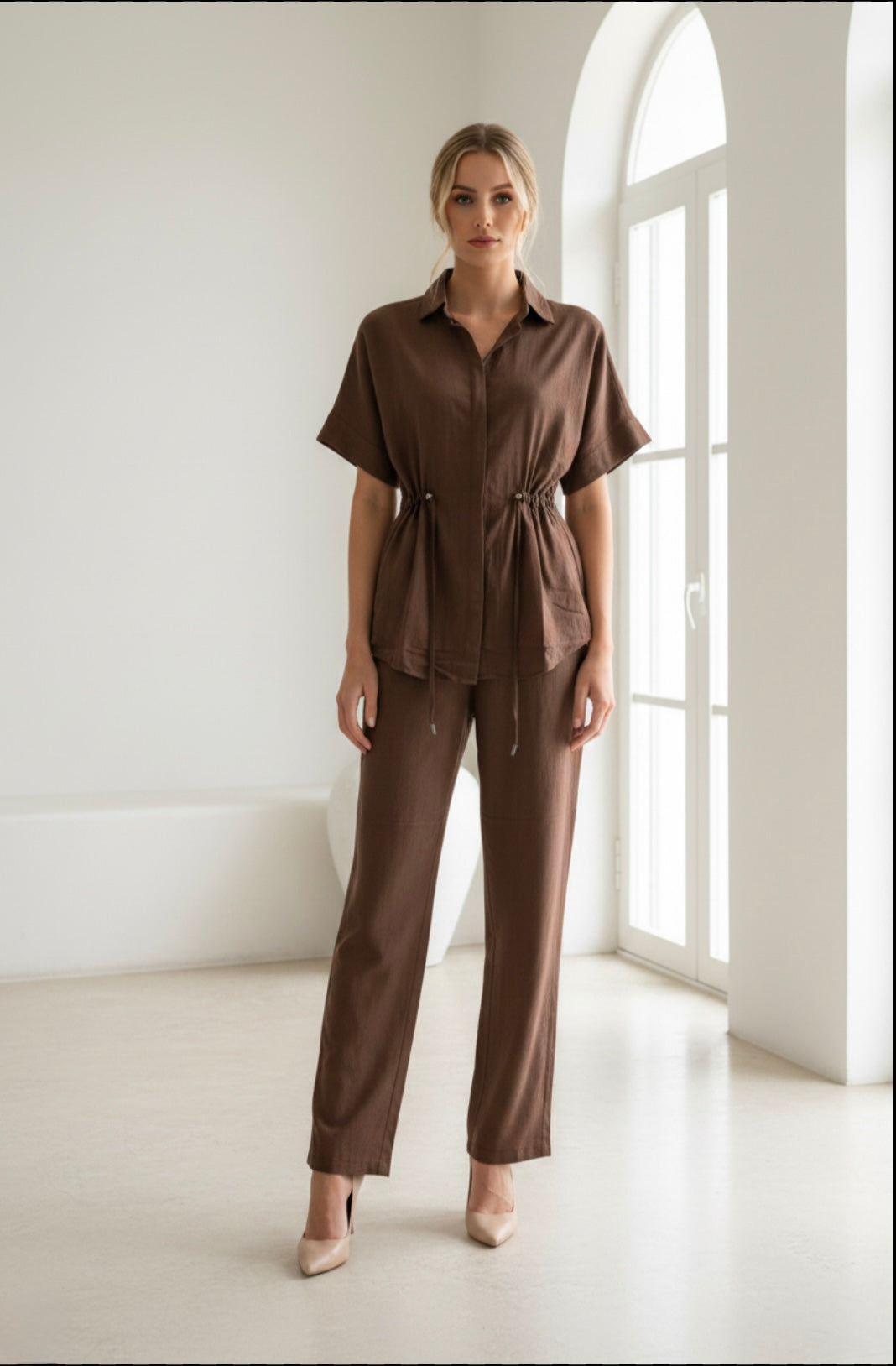 Imogen 2 Piece Top & Pant Set Chocolate