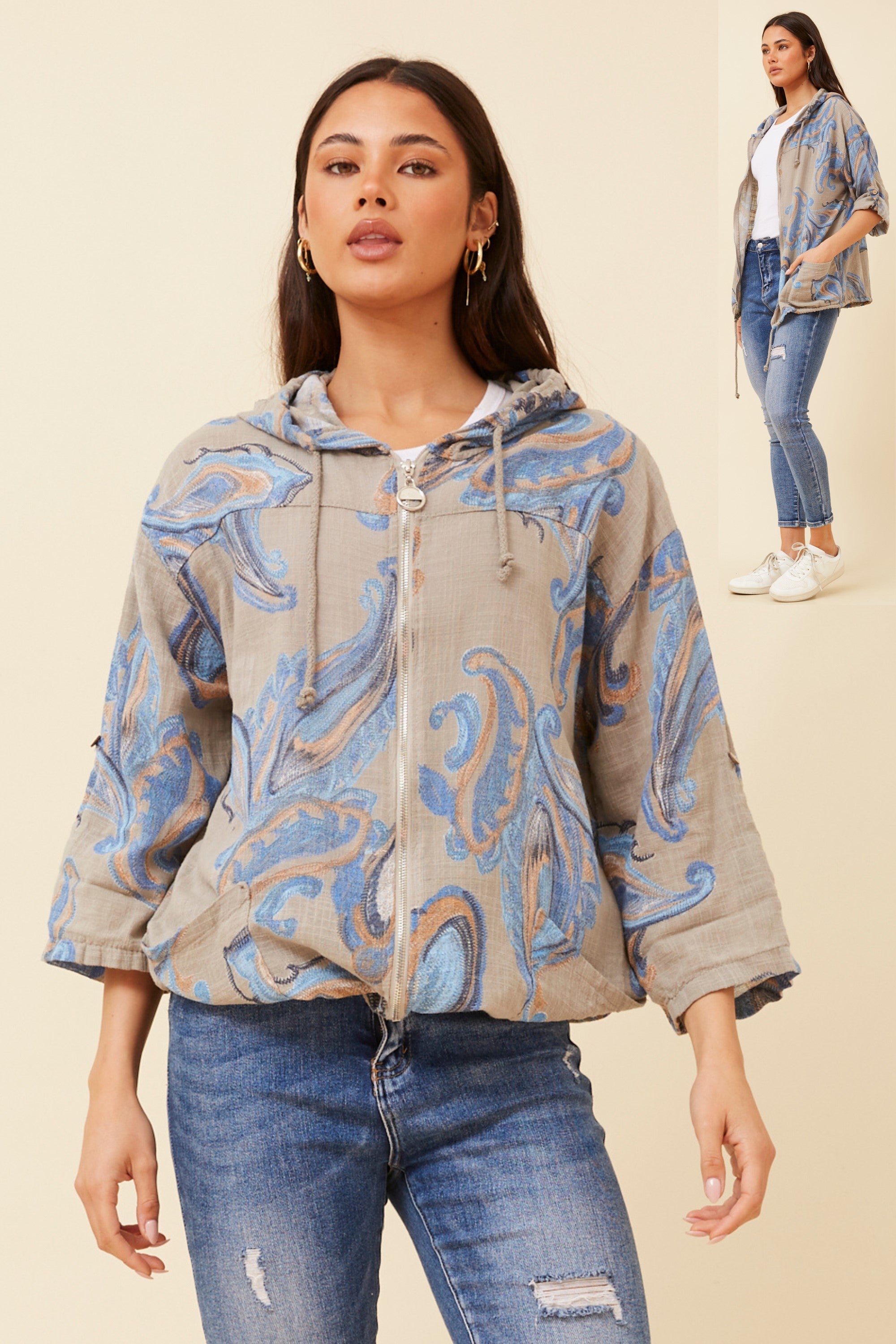 Siena Italian Jacket Paisley Taupe