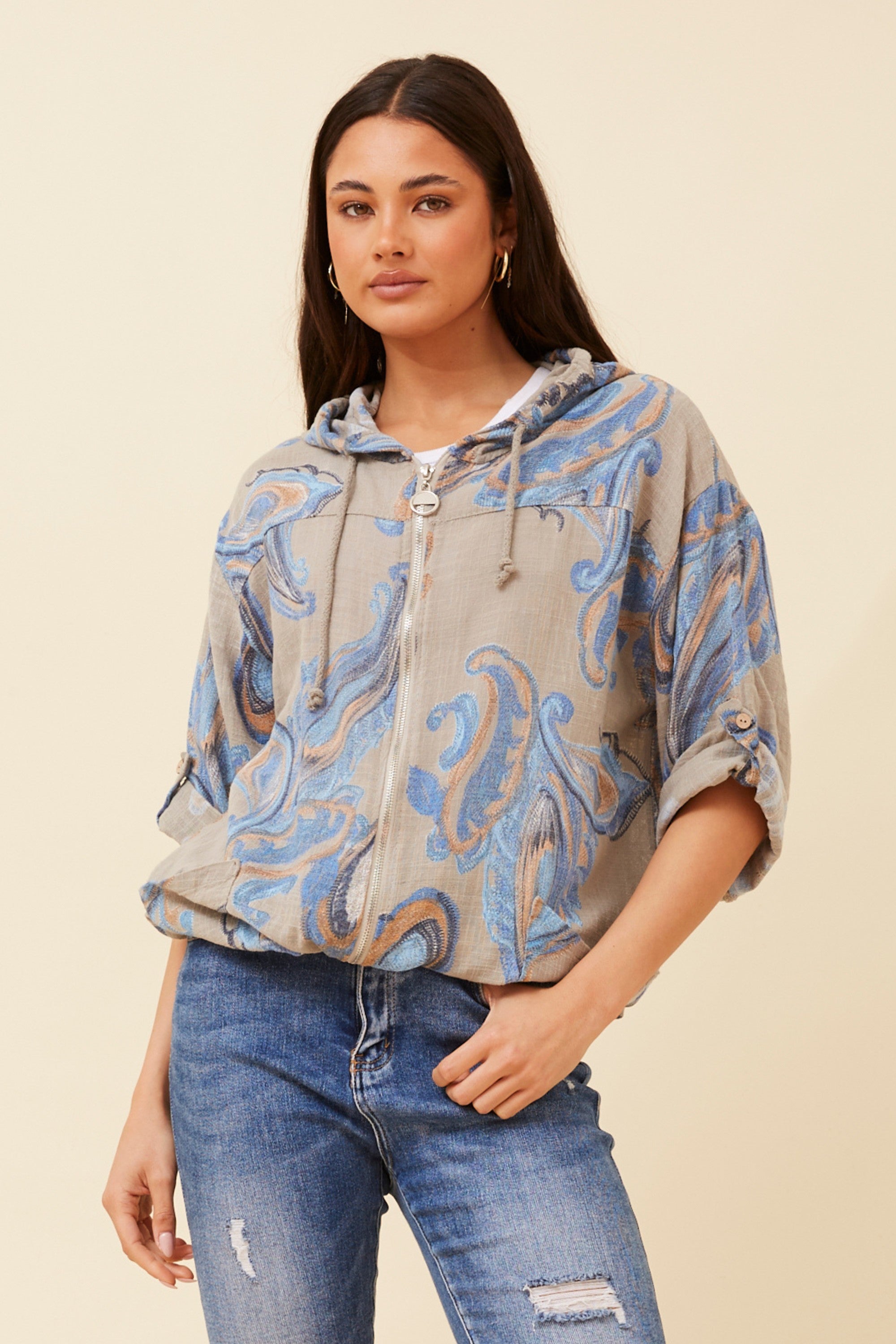Siena Italian Jacket Paisley Taupe