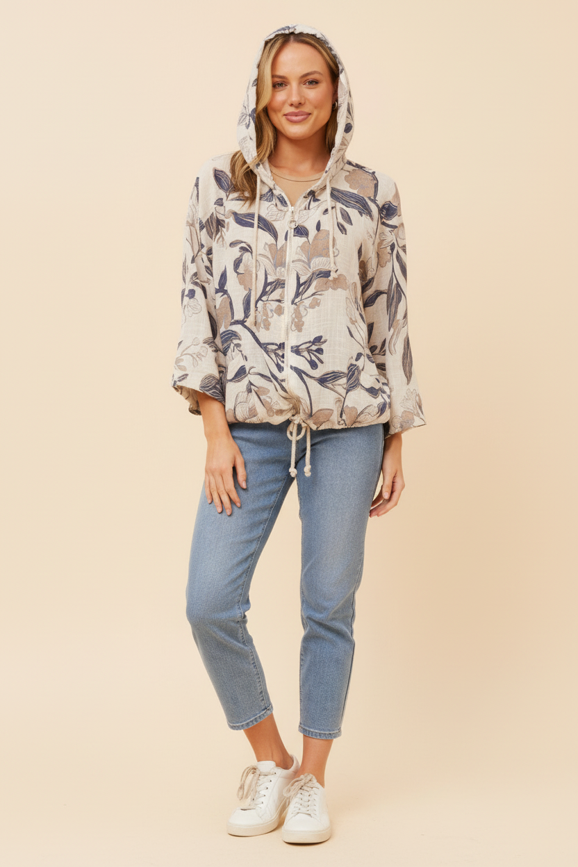 Siena Italian Jacket Floral Oatmeal