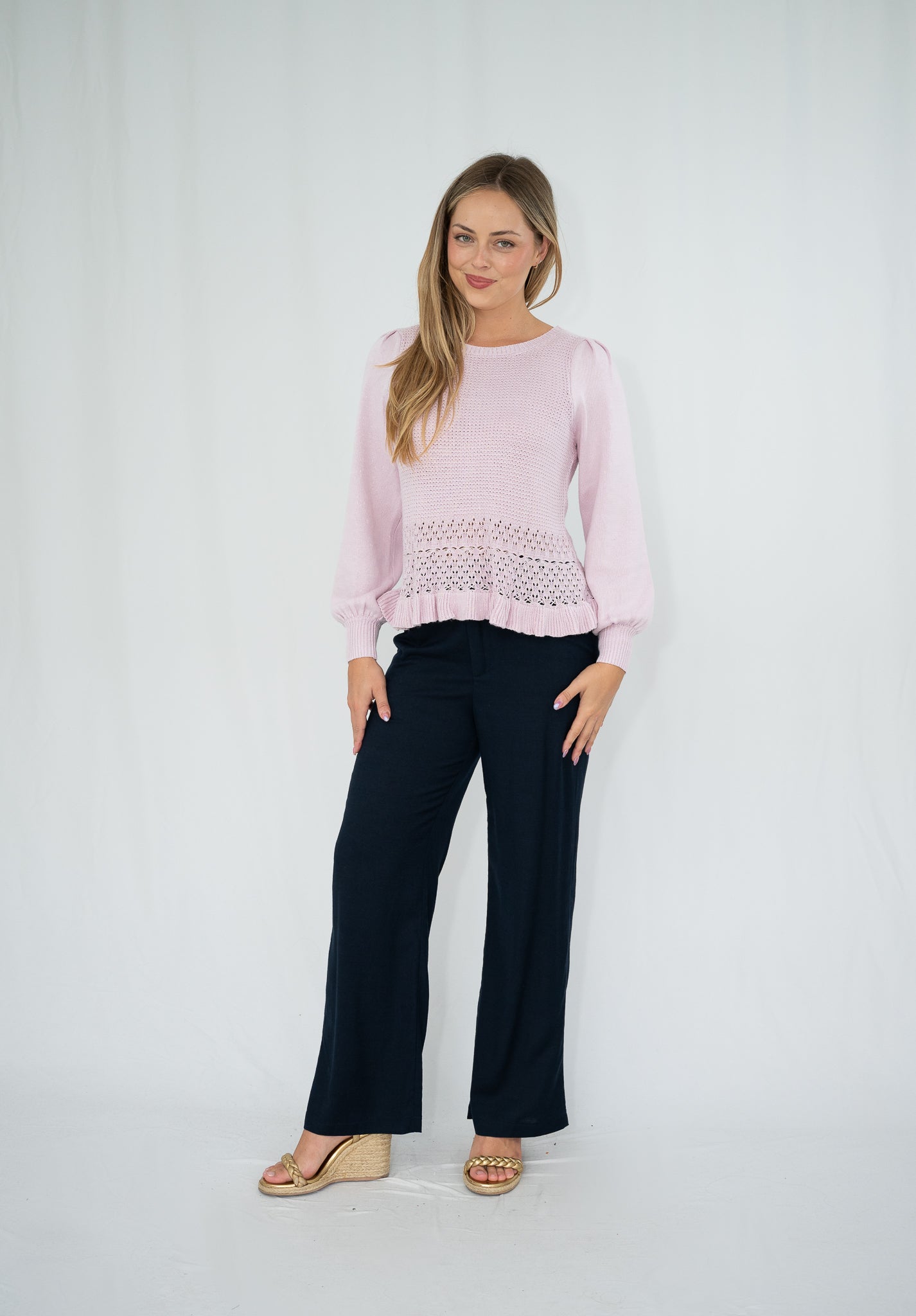 Faith Long Sleeve Knit Top Baby Pink