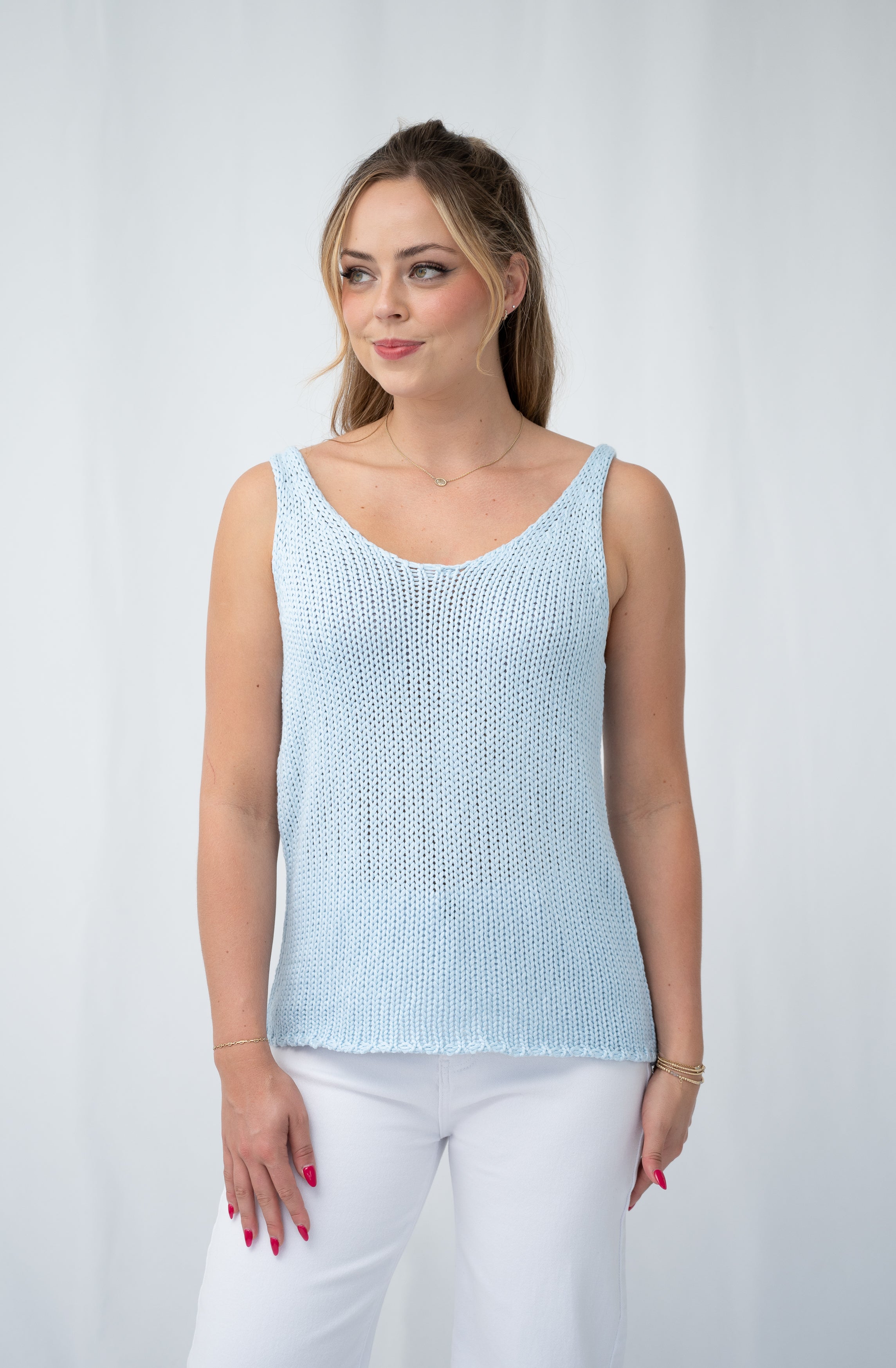 Holly Knit Tank Top - Blue