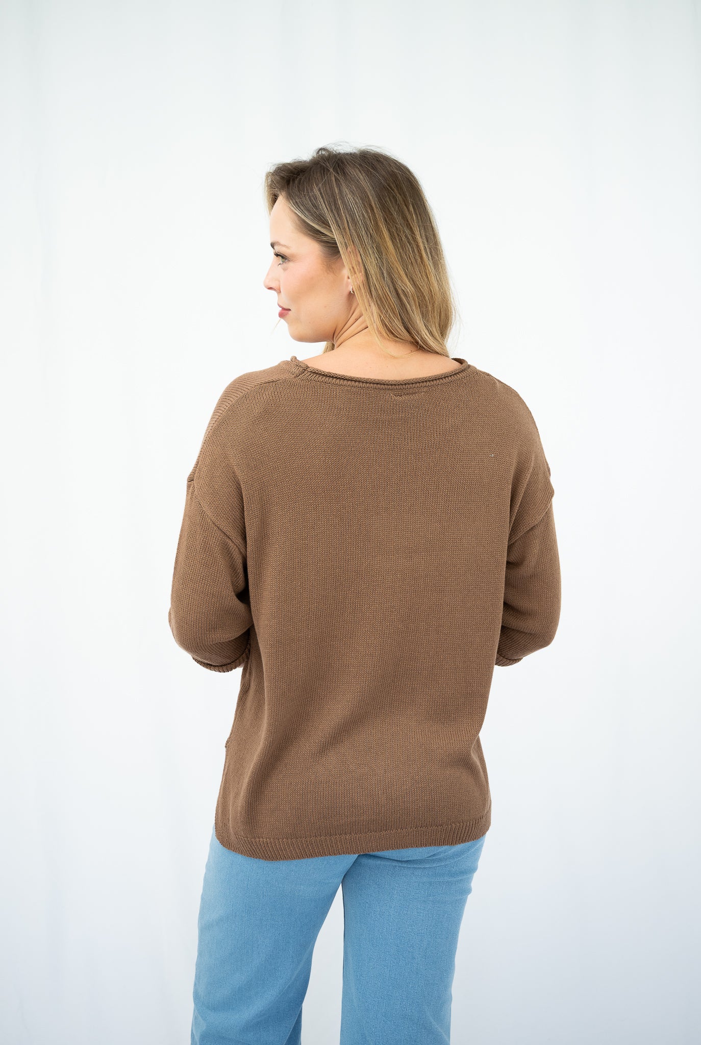 Jackie 3/4 Sleeve Knit Top Chocolate