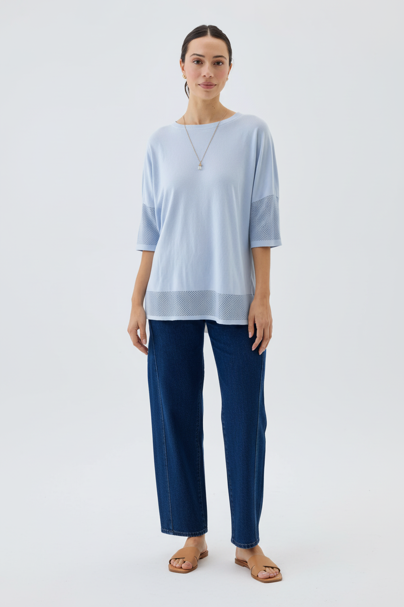 Keisha Knit Top Baby Blue