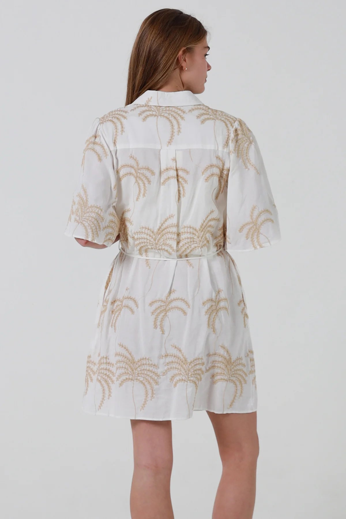 Palmier Embroidered Dress White