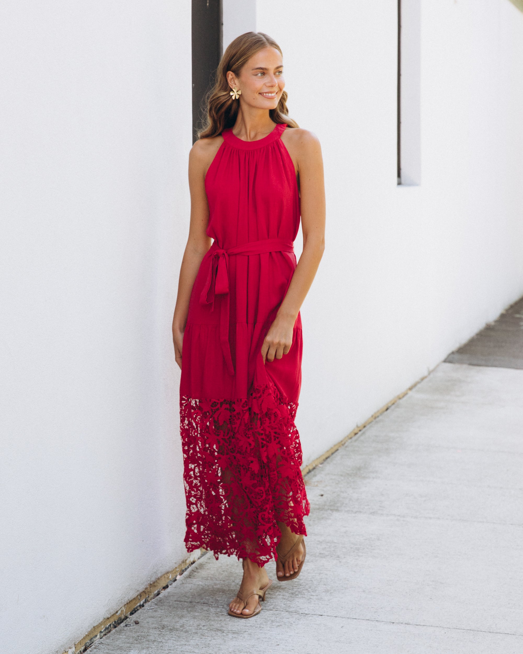 Morocco Lace Maxi Dress Cherry