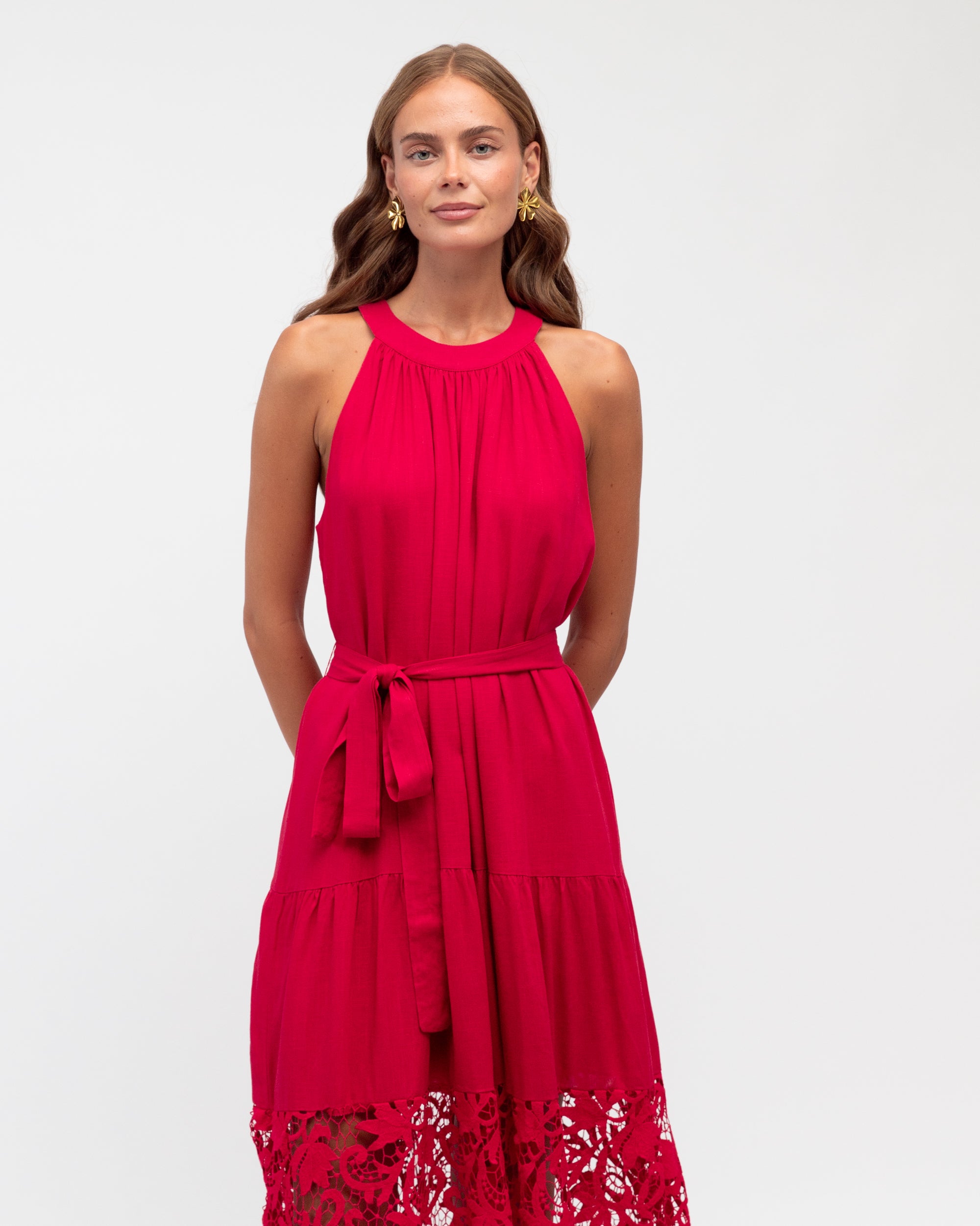 Morocco Lace Maxi Dress Cherry