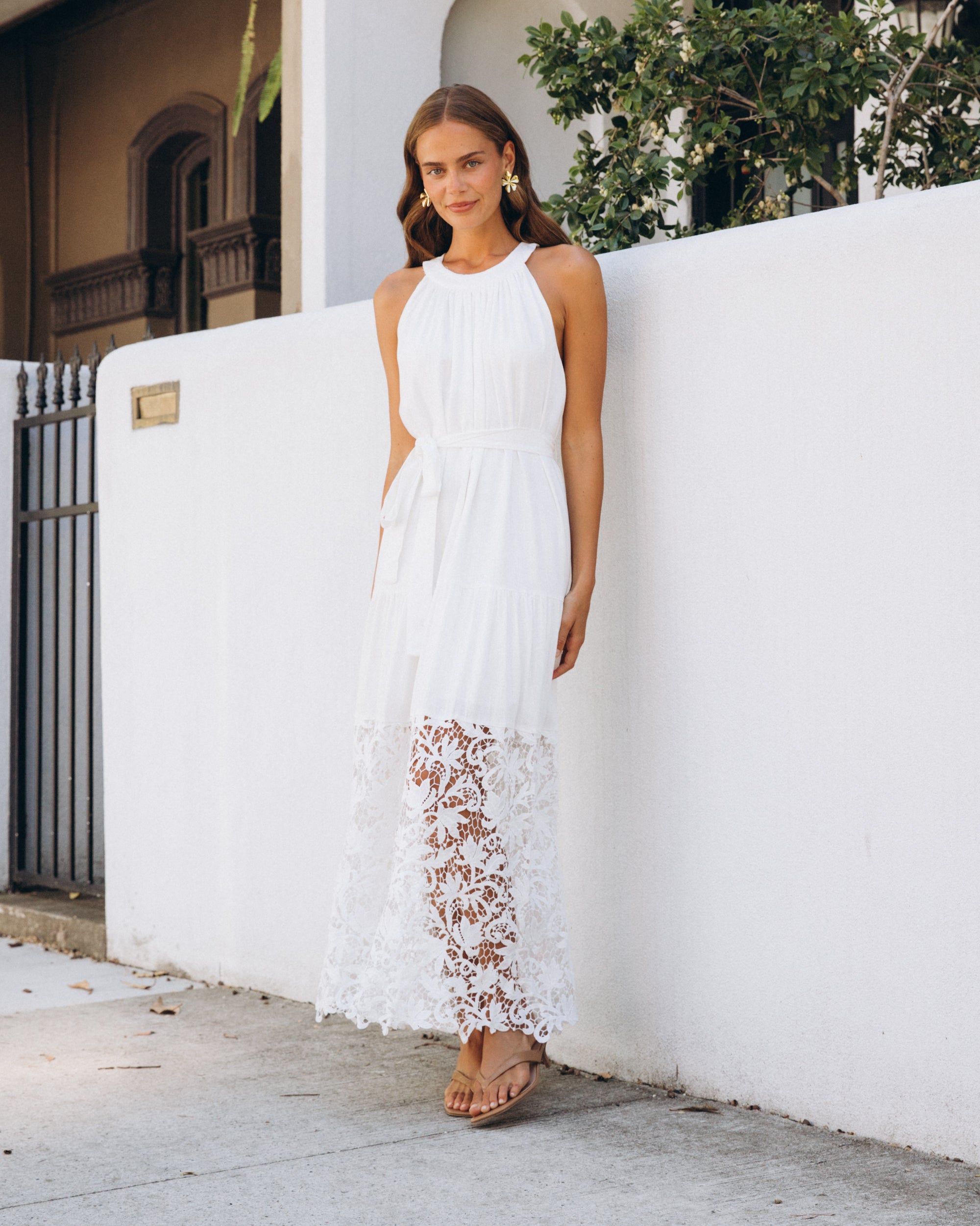 Morocco Lace Maxi Dress White