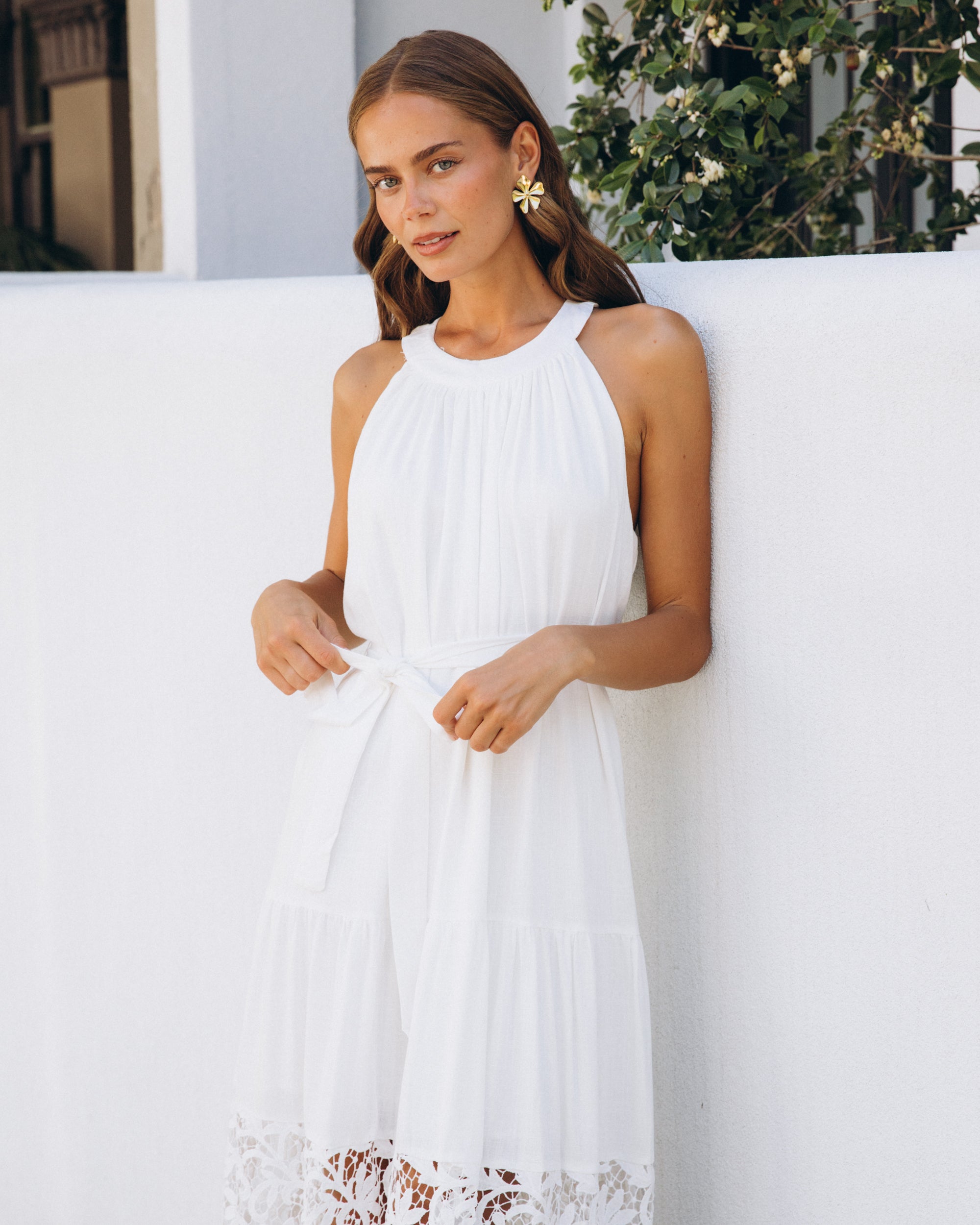 Morocco Lace Maxi Dress White