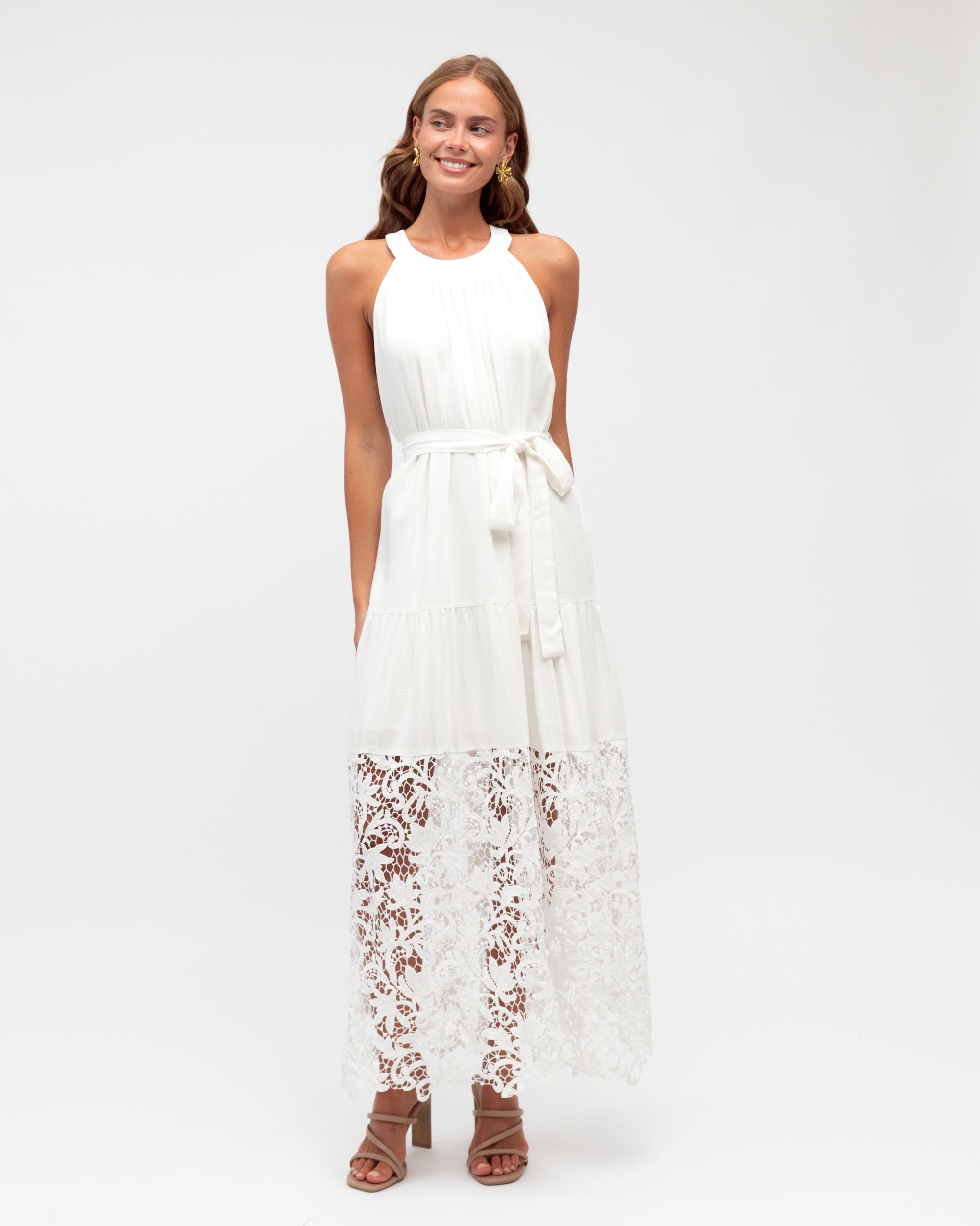 Morocco Lace Maxi Dress White