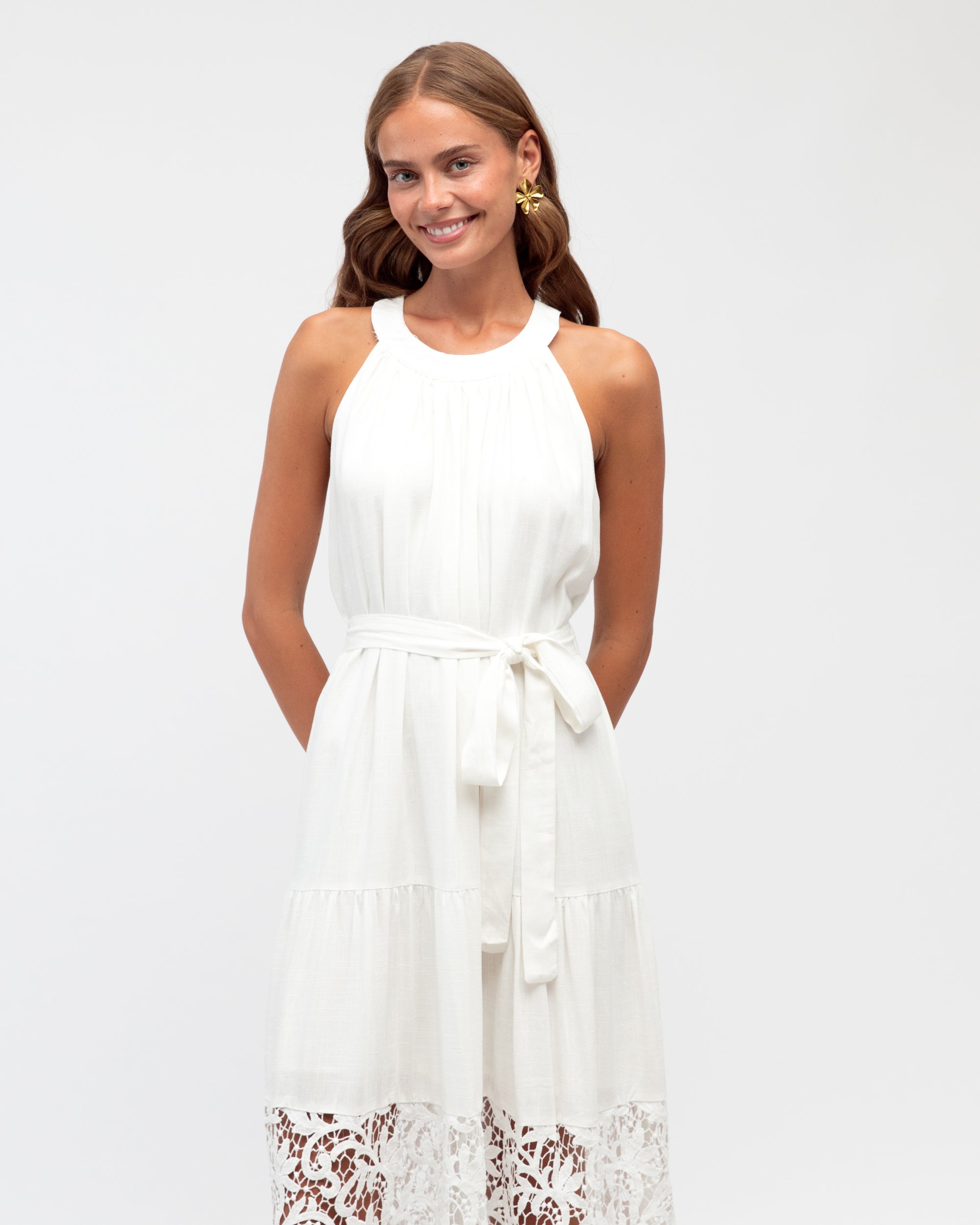 Morocco Lace Maxi Dress White