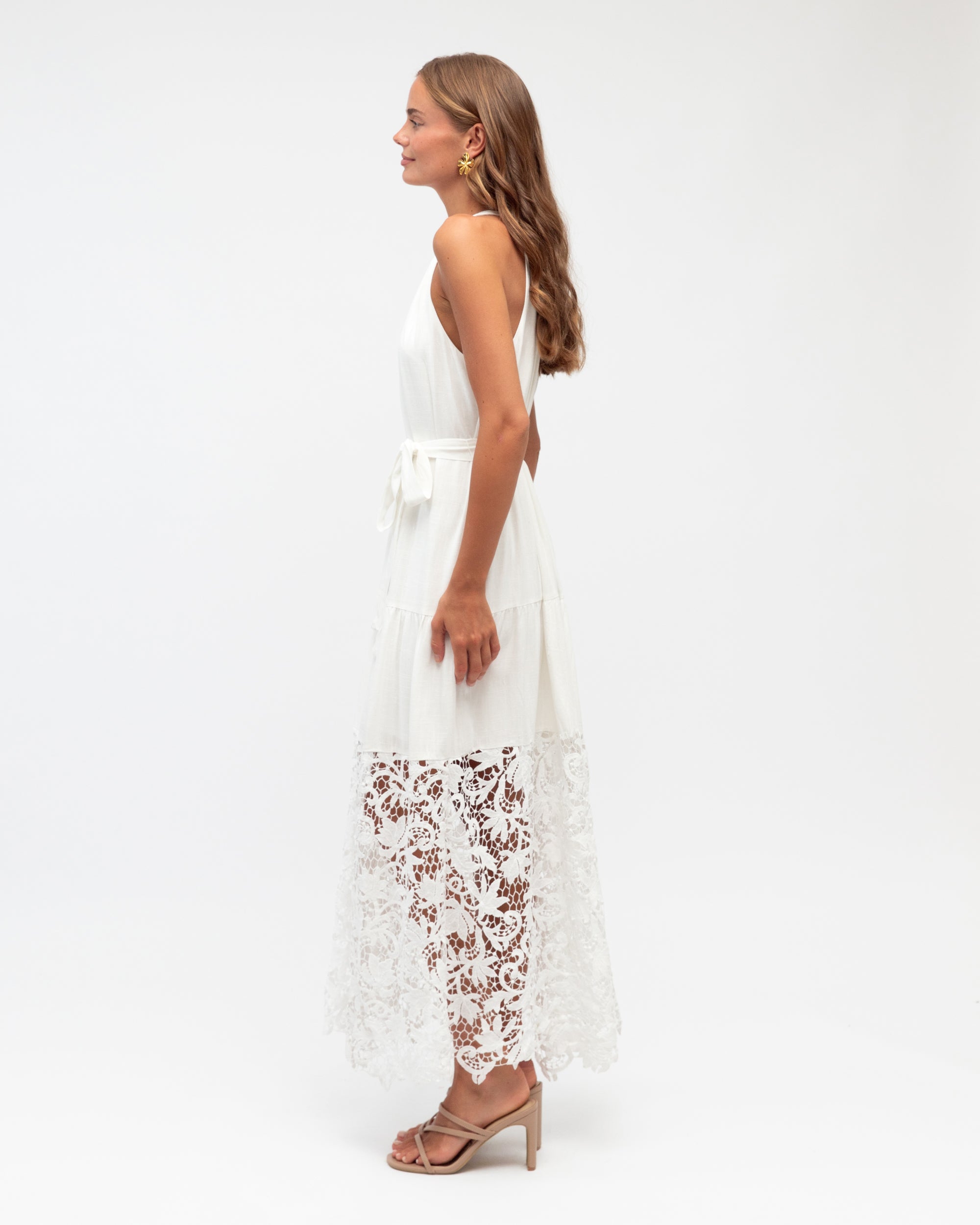 Morocco Lace Maxi Dress White