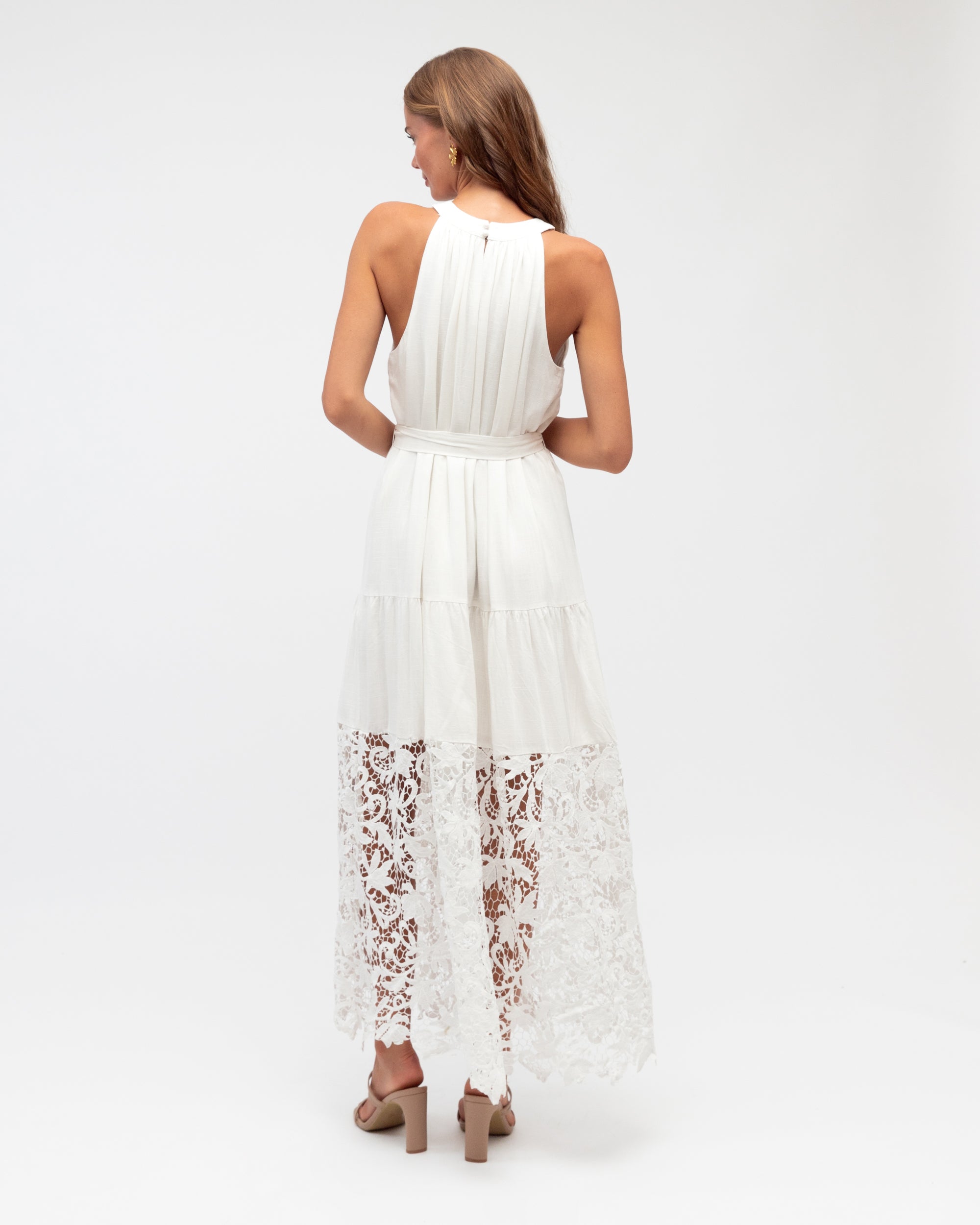 Morocco Lace Maxi Dress White