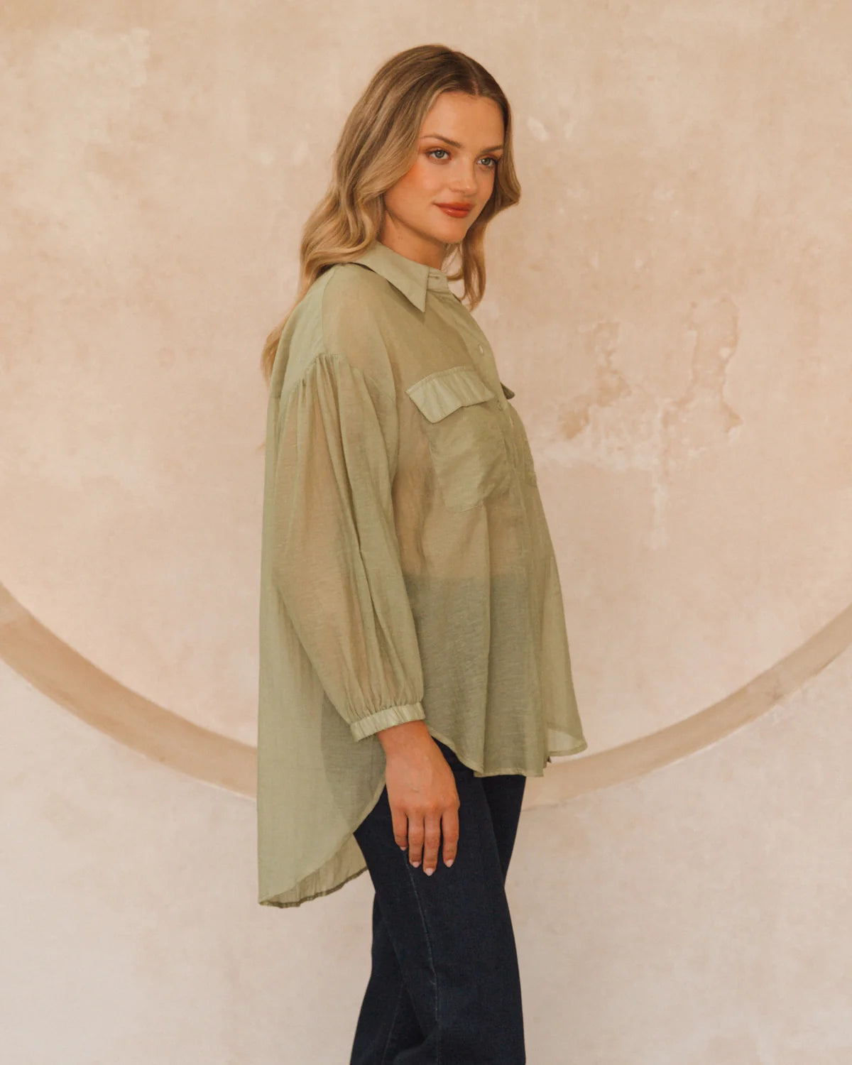Valarie Tropical Shirt Matcha