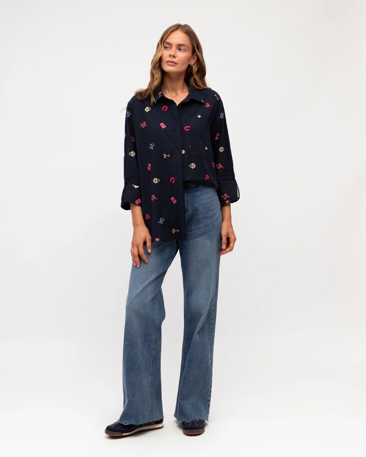 LA Embroidered Shirt Navy