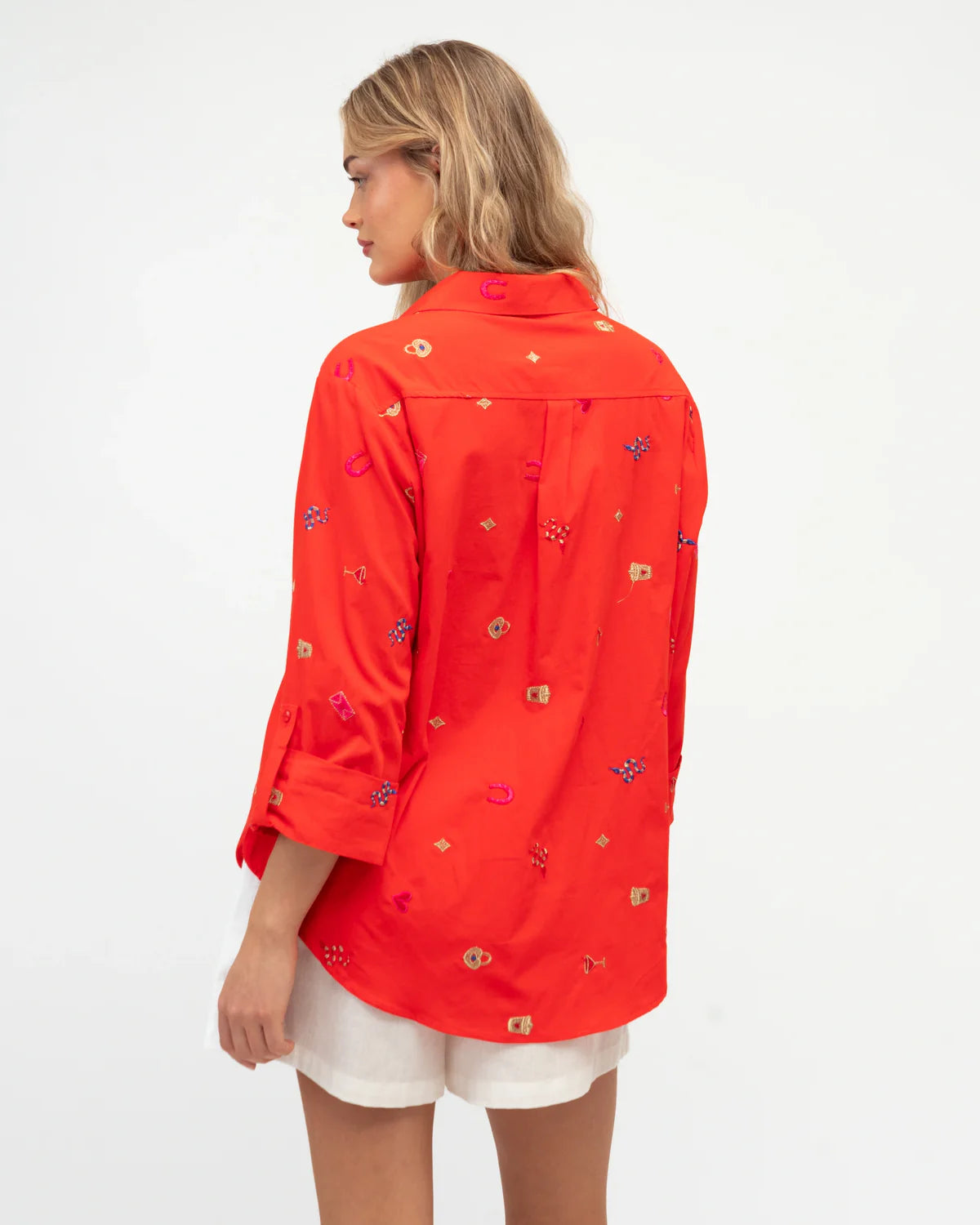 LA Embroidered Shirt Tangerine
