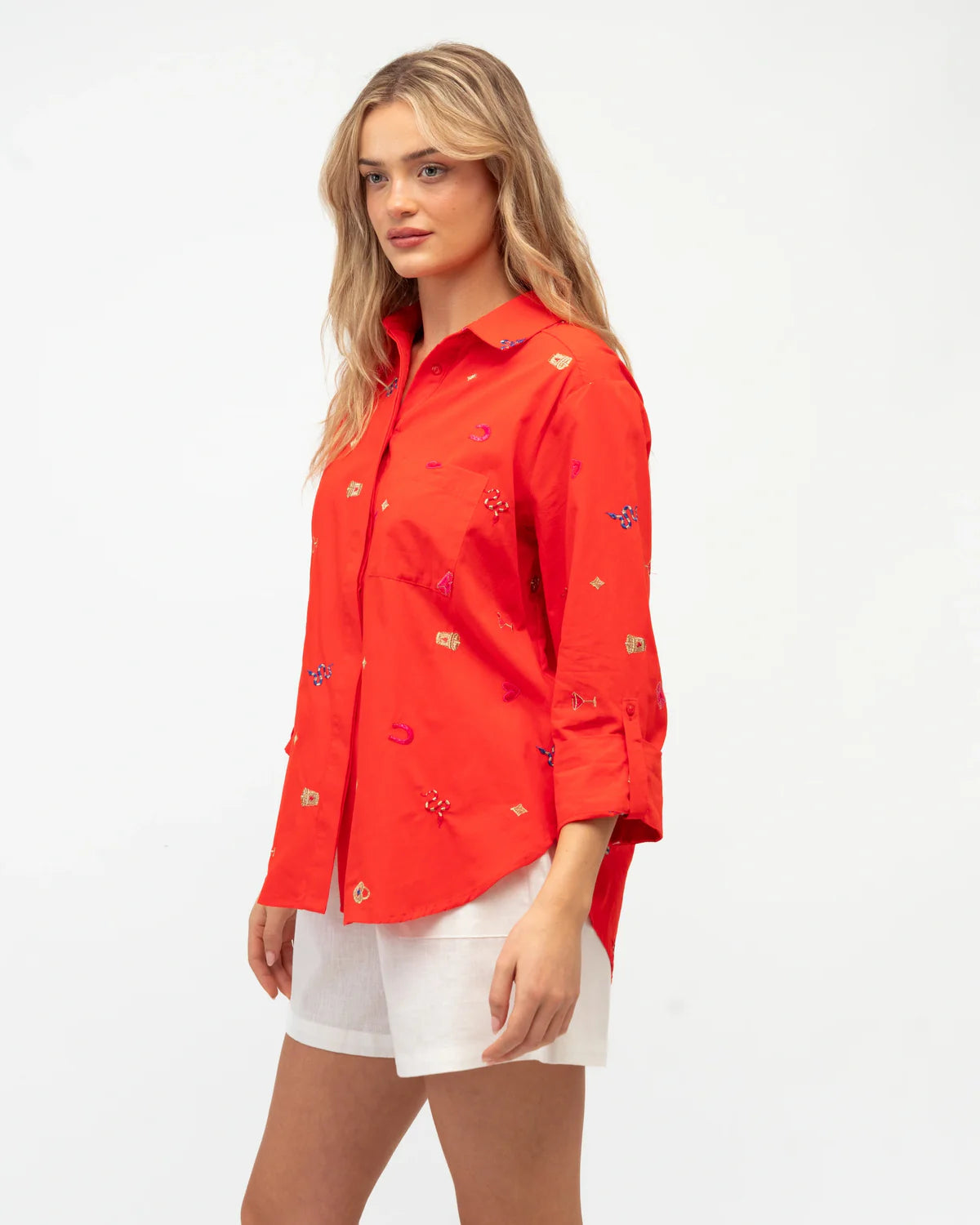 LA Embroidered Shirt Tangerine