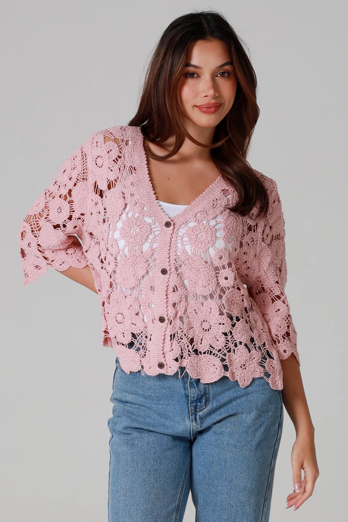 Willow Crochet Top Pink