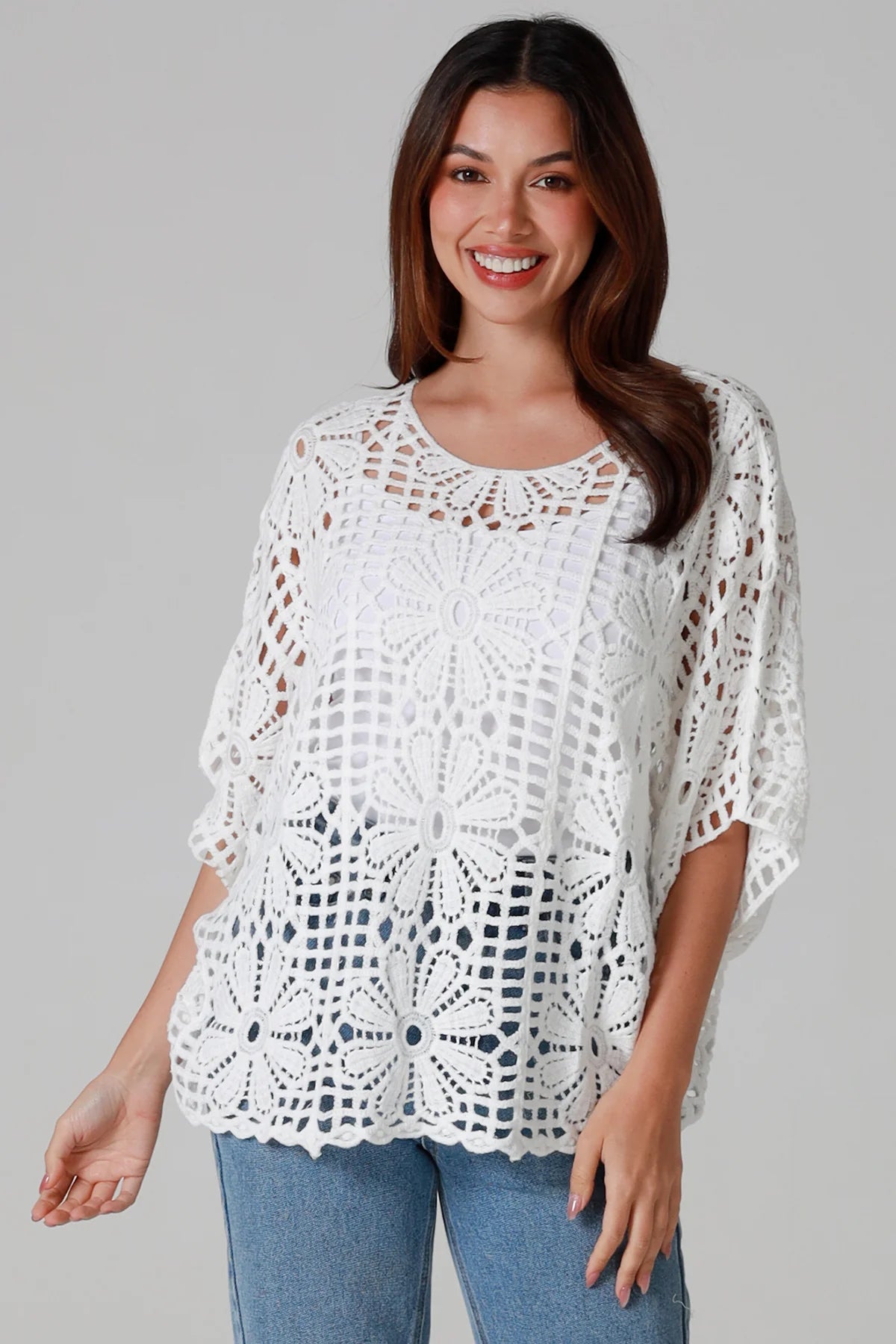 Heather Crocheted Top White