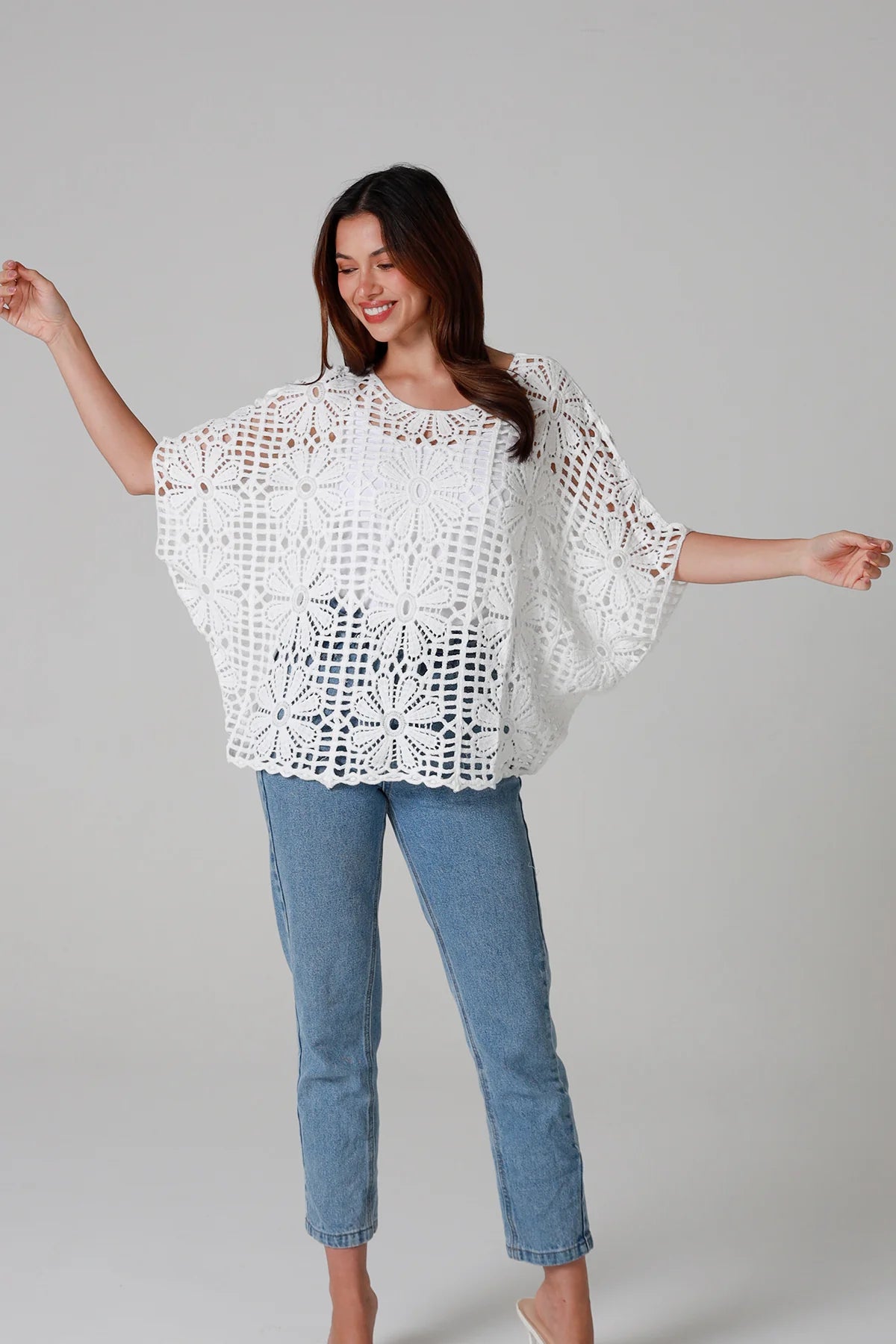 Heather Crocheted Top White