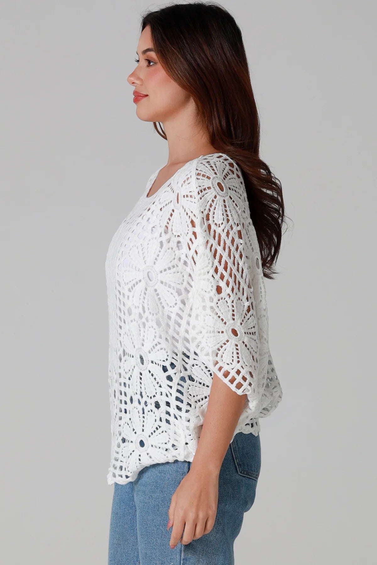 Heather Crocheted Top White