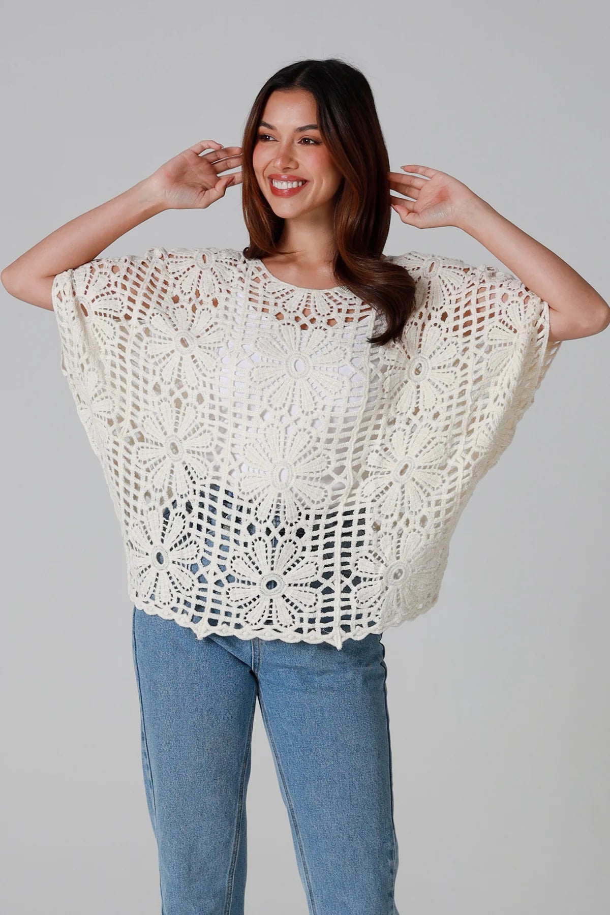 Heather Crocheted Top Natural