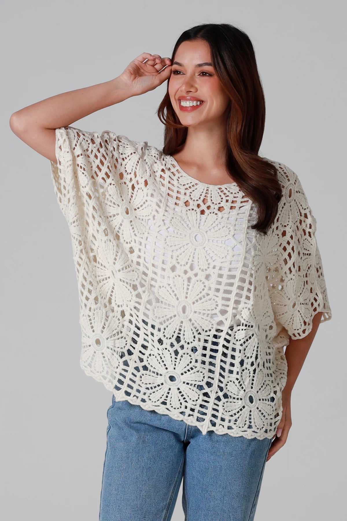 Heather Crocheted Top Natural