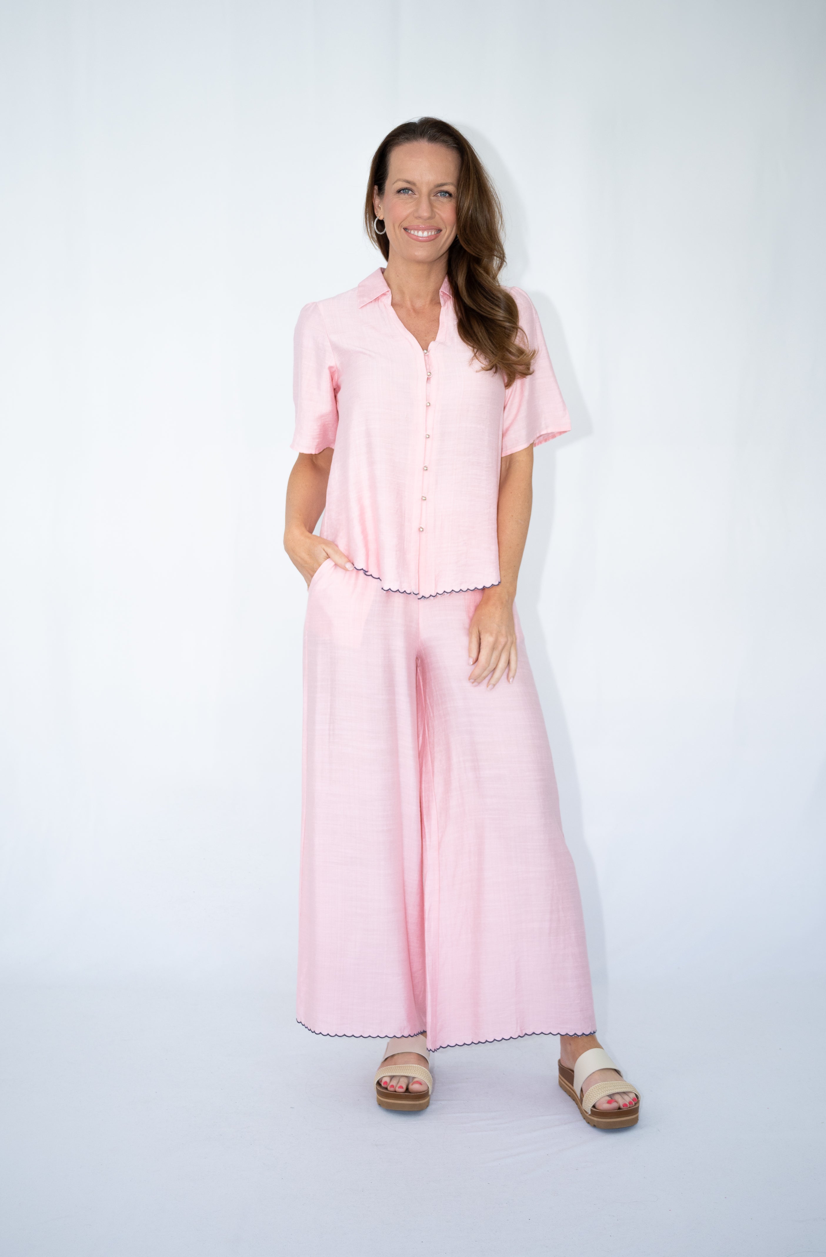 Carlia Scallop Hem Pant Pink