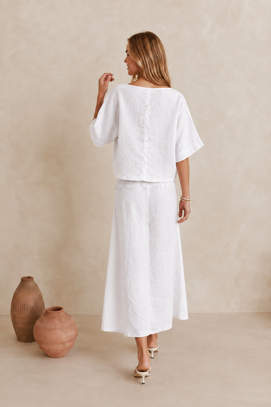 Maree Linen Blend Top White