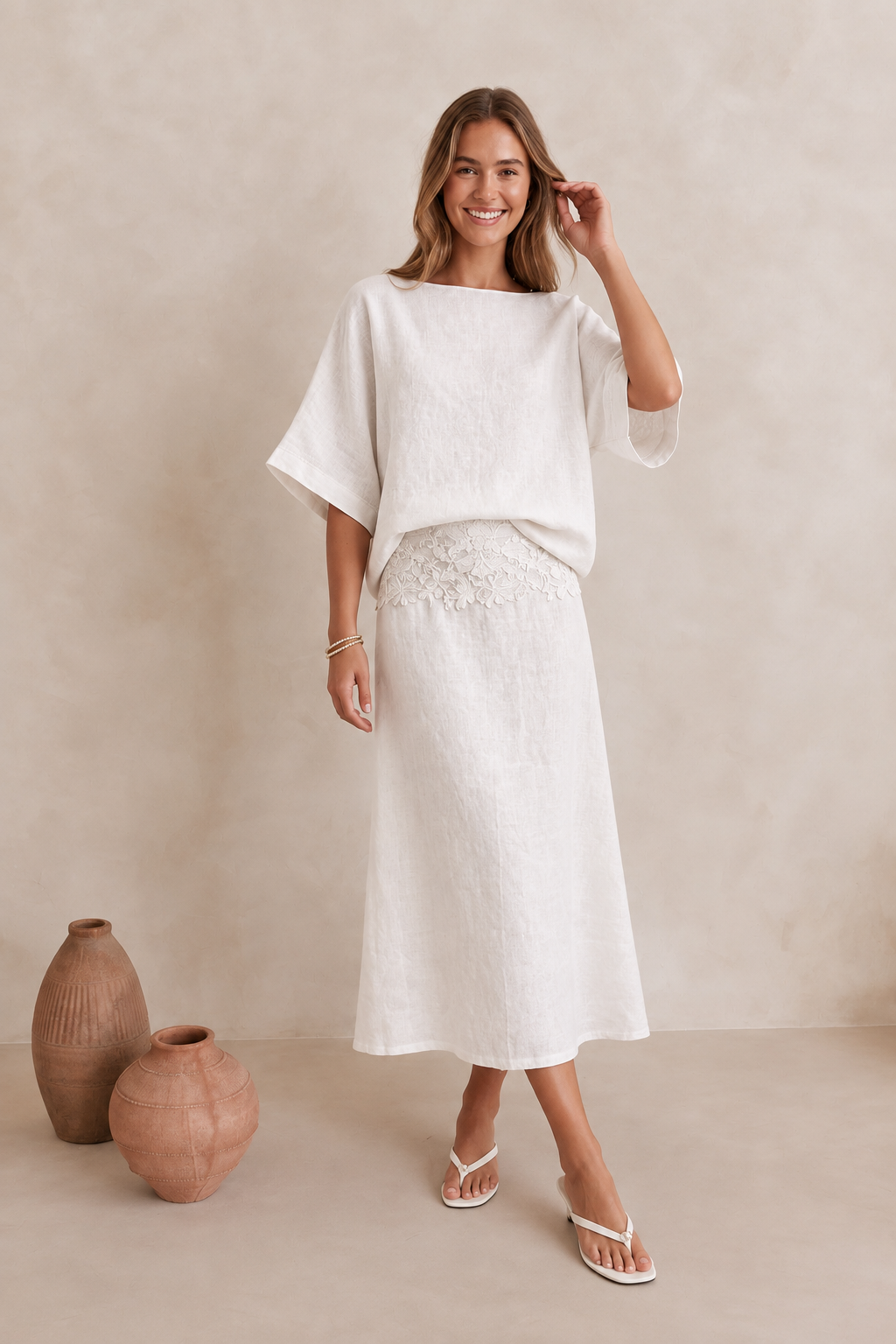 Maree Linen Blend Top White