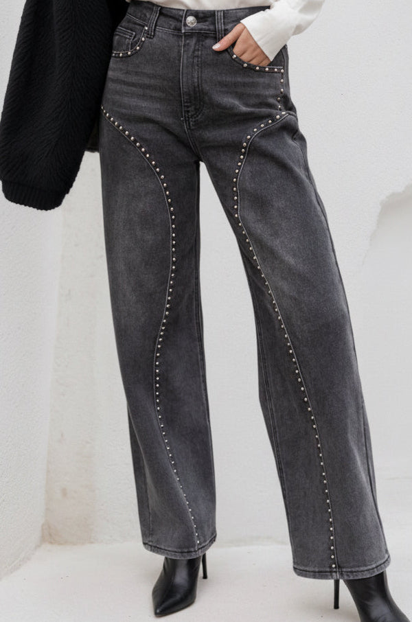 Wild Studded Stretch Jeans Charcoal