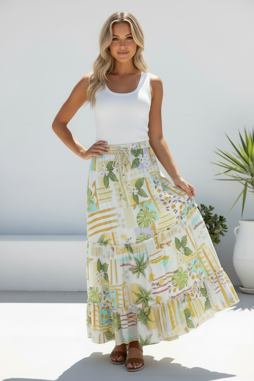 Monaco Tiered Maxi Skirt