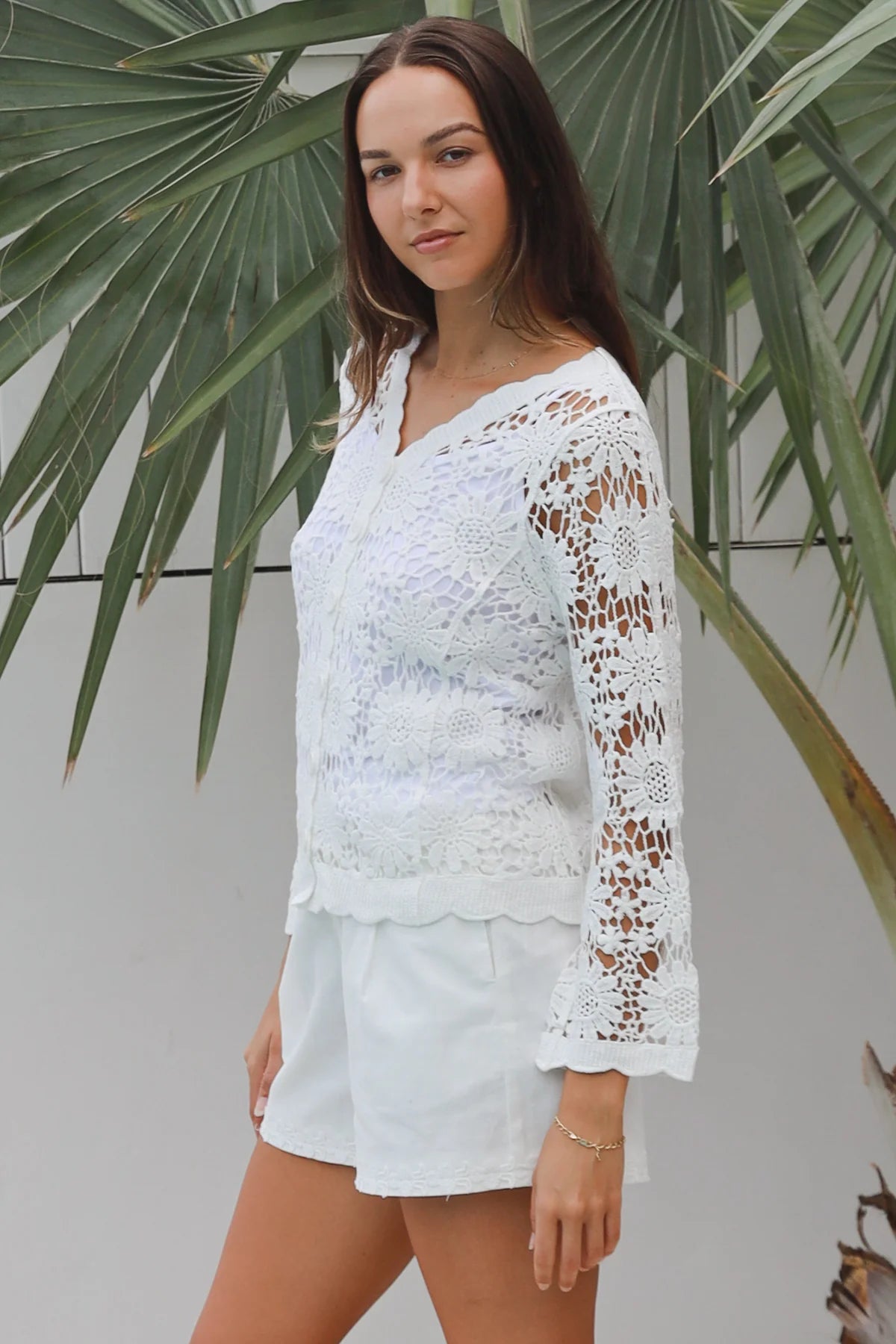 Isadora Long Sleeve Top White