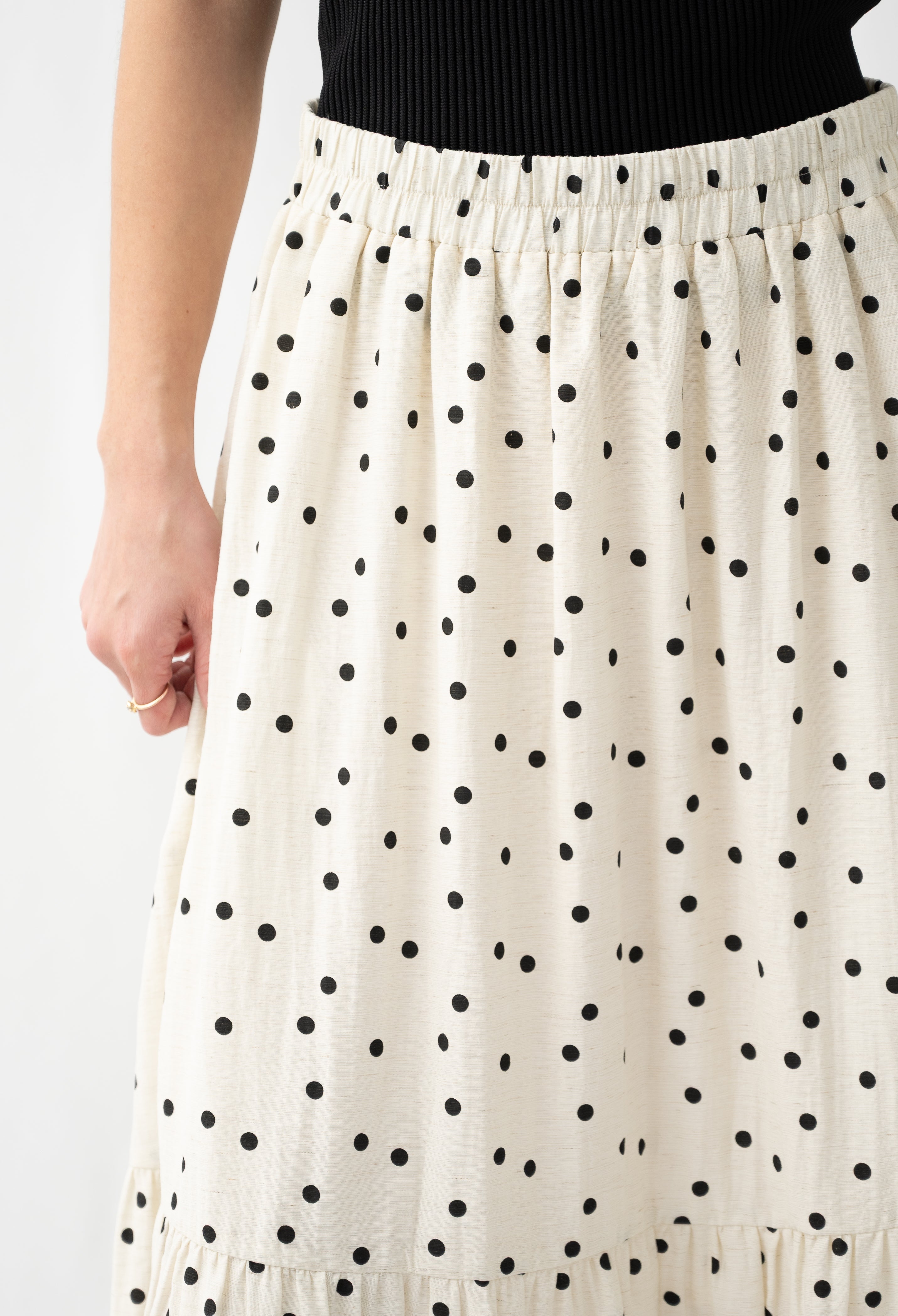 Monaco Polka Maxi Skirt Natural