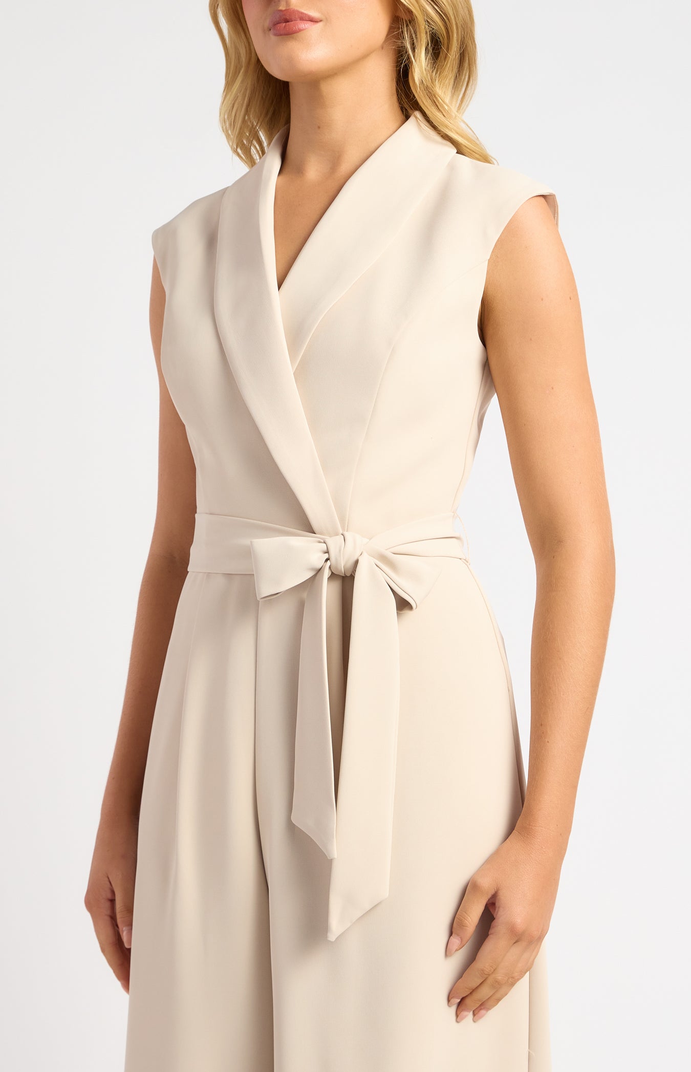 Melina Curved Collar Jumpsuit Bone