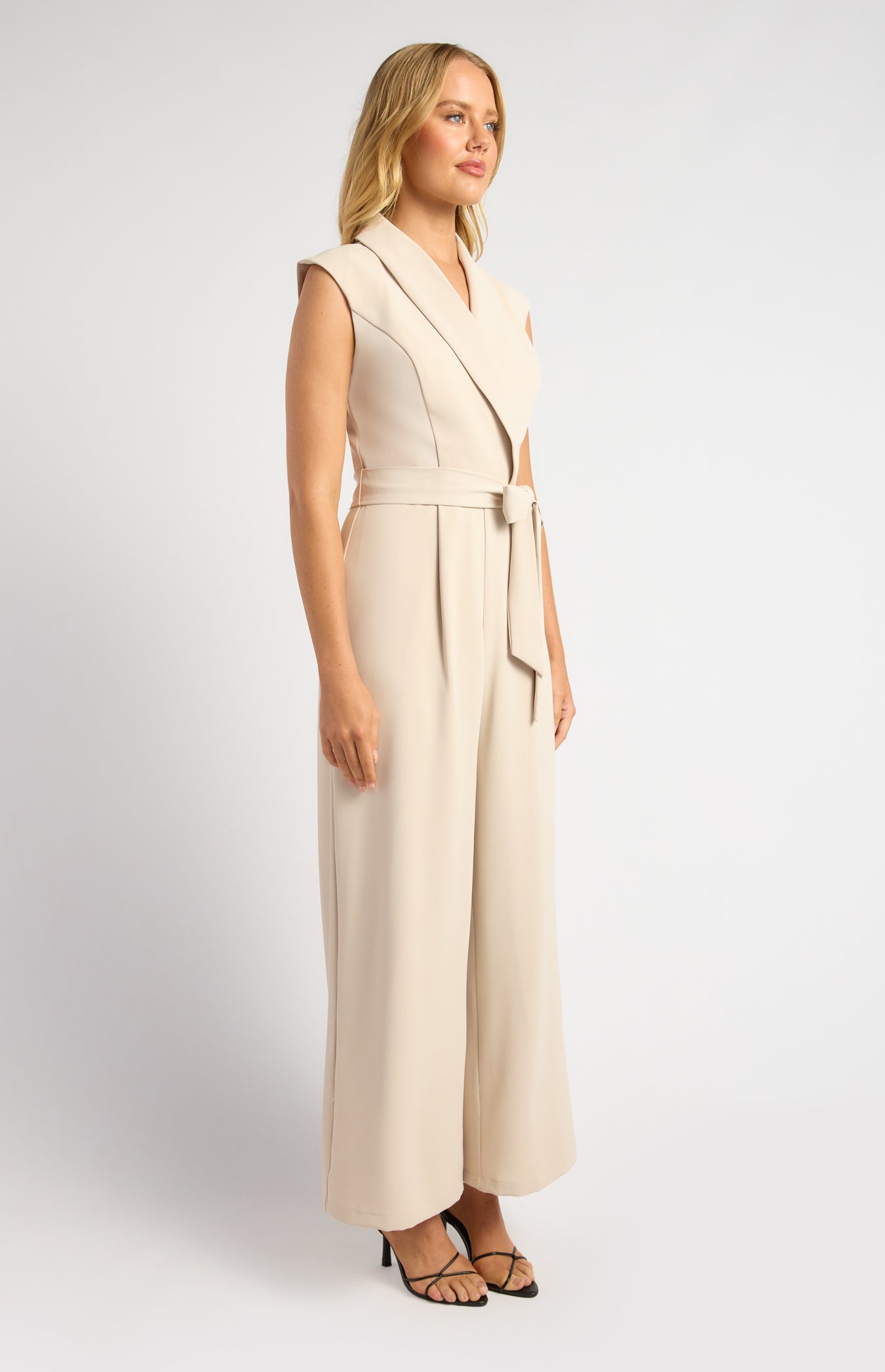 Melina Curved Collar Jumpsuit Bone