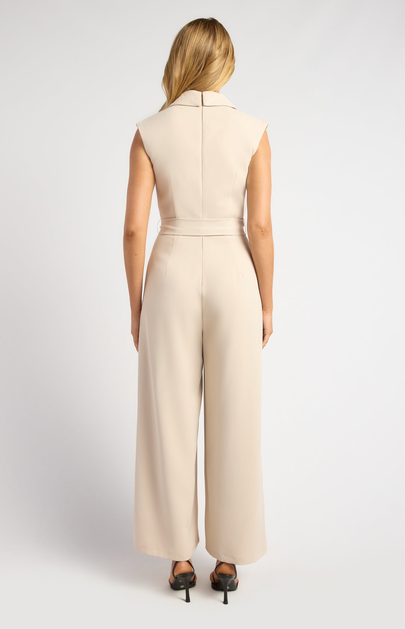 Melina Curved Collar Jumpsuit Bone