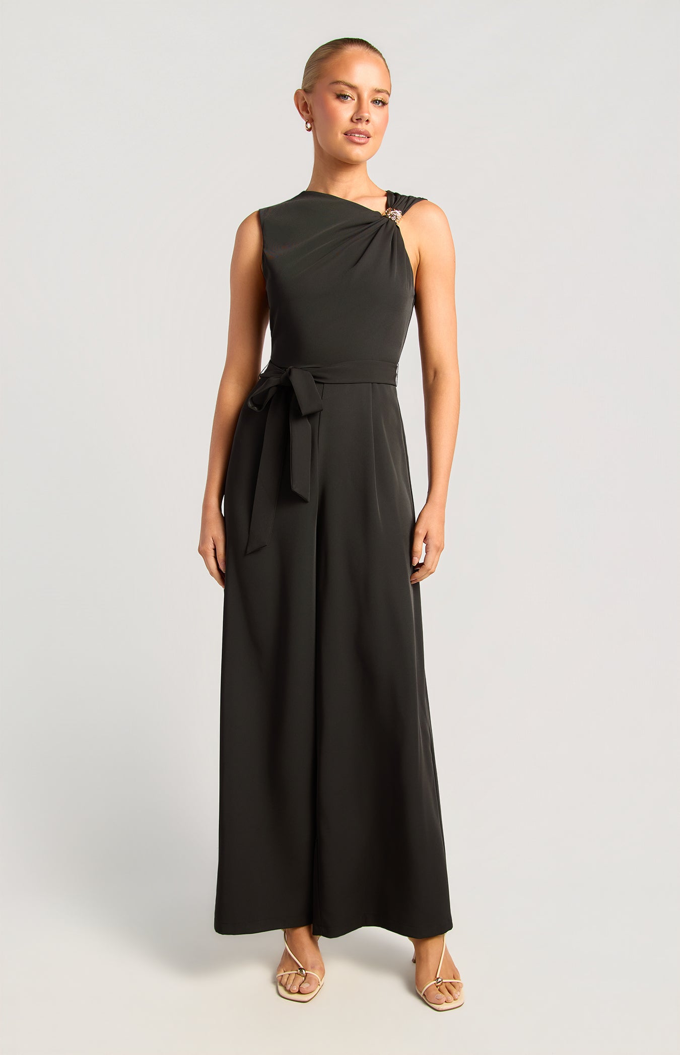 Carson Gold Buckle Jumpsuit Black