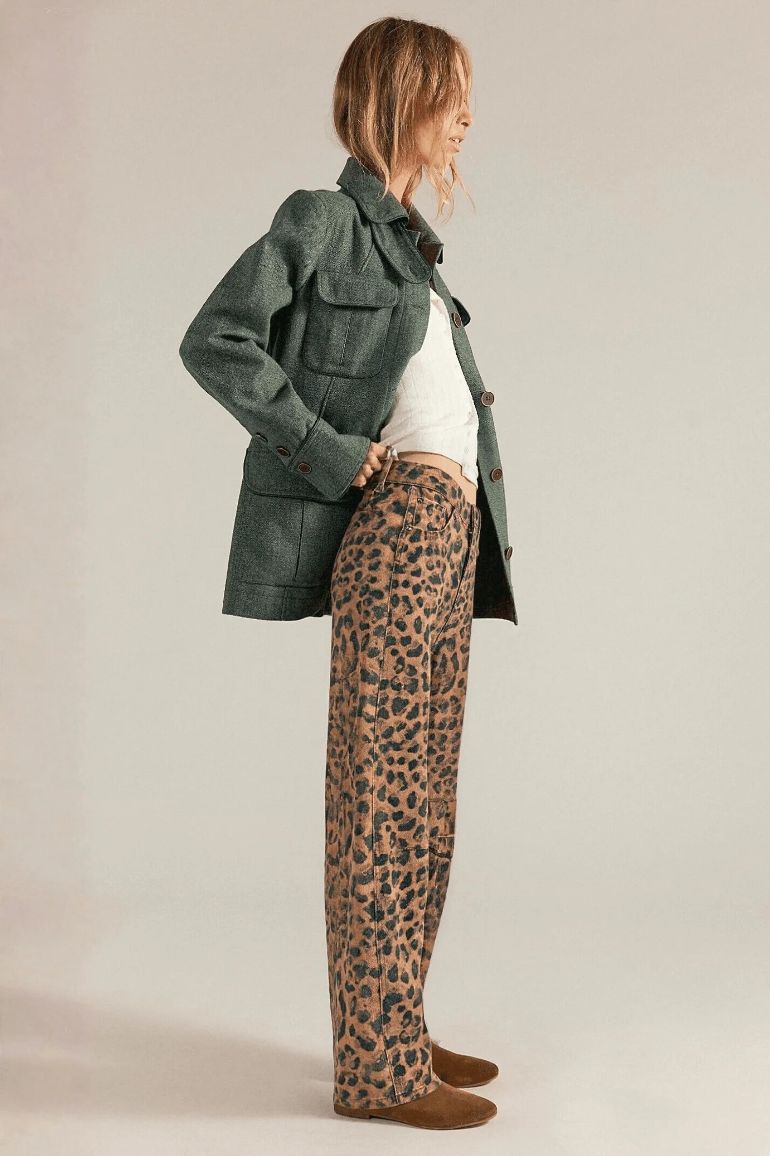Animal Print Barrel Jeans