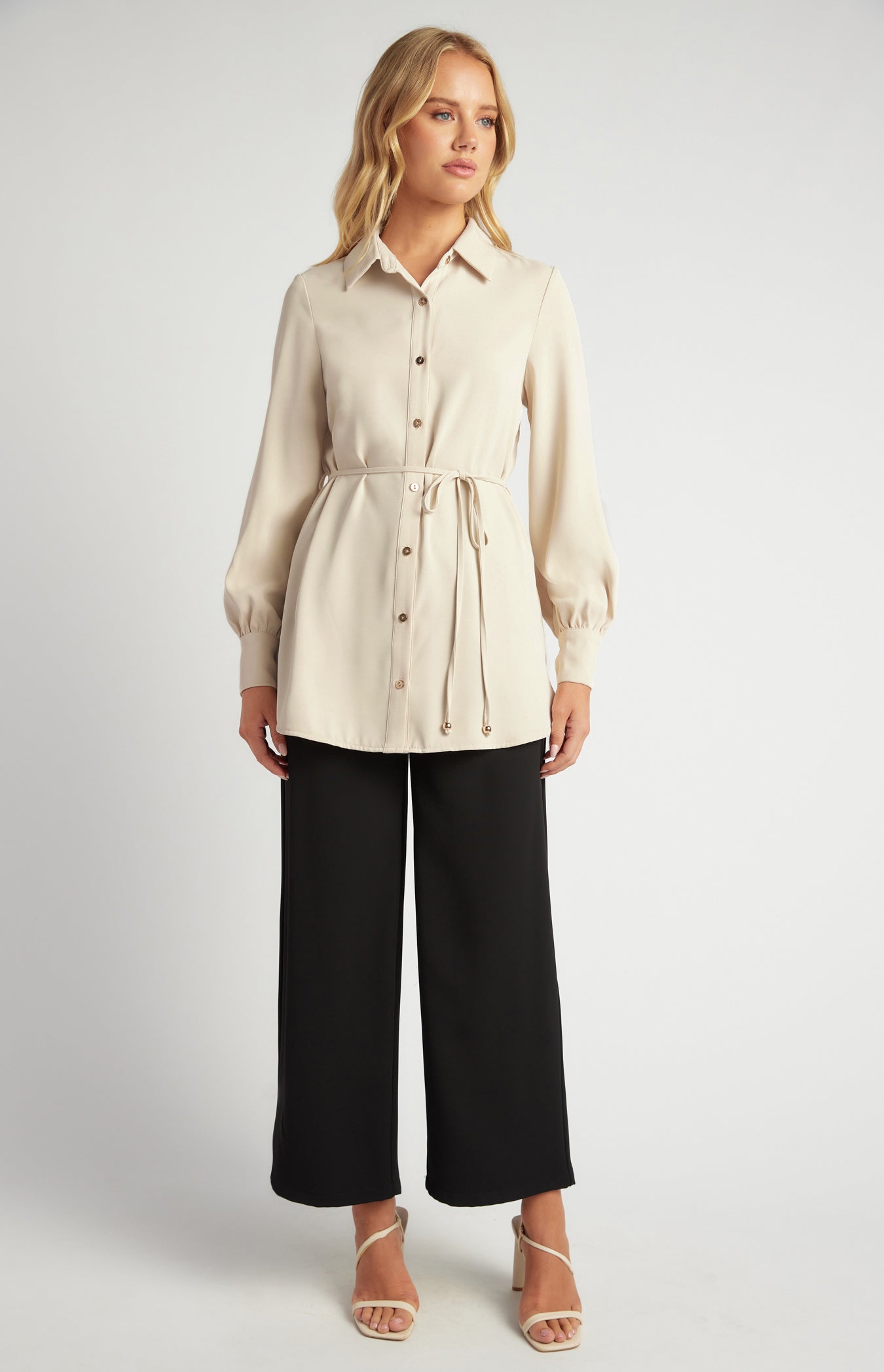 Leonie Longline Shirt Beige