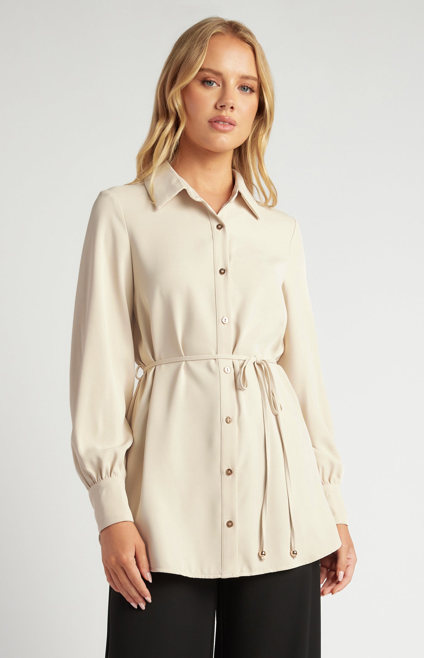 Leonie Longline Shirt Beige