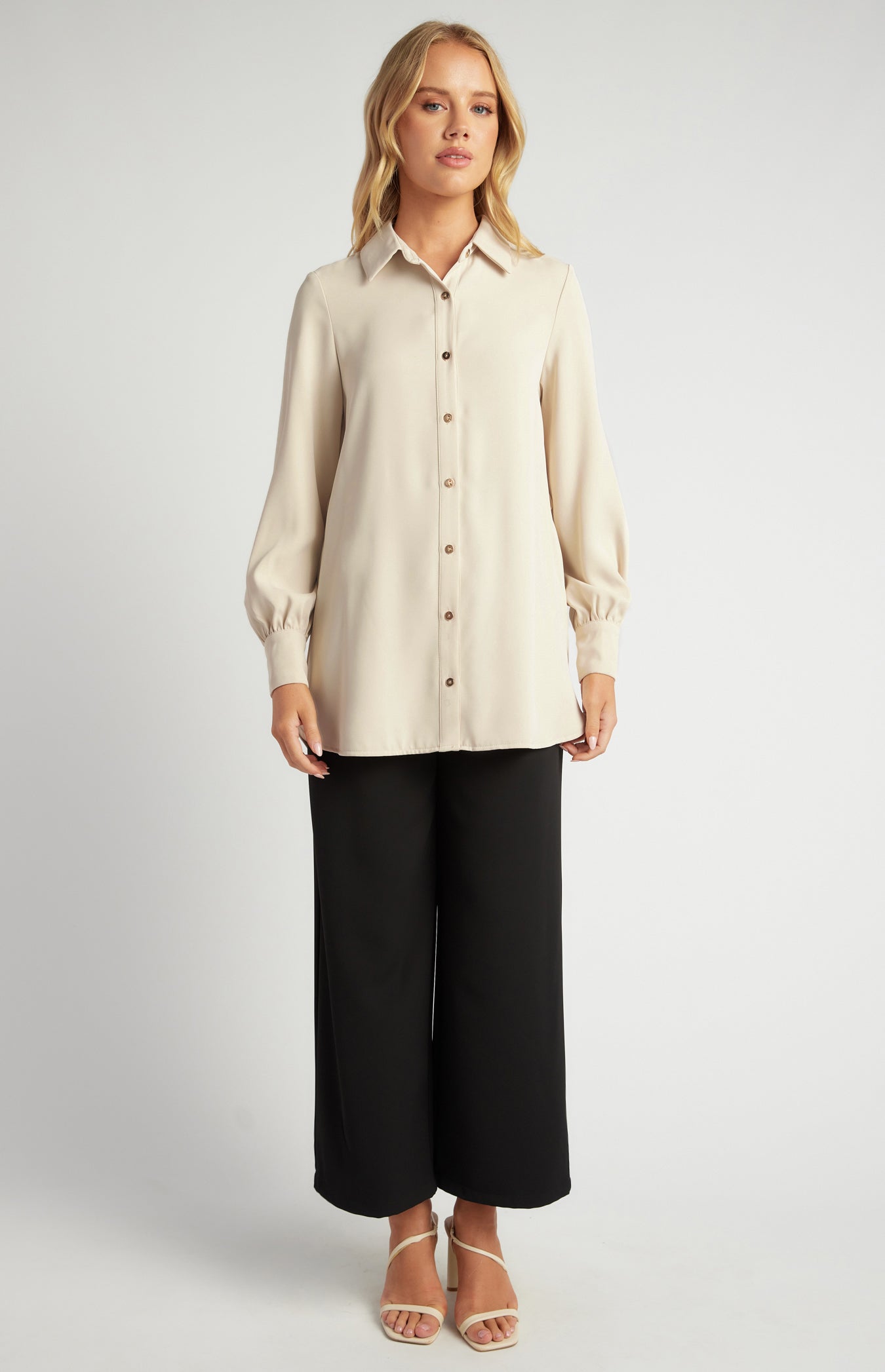 Leonie Longline Shirt Beige