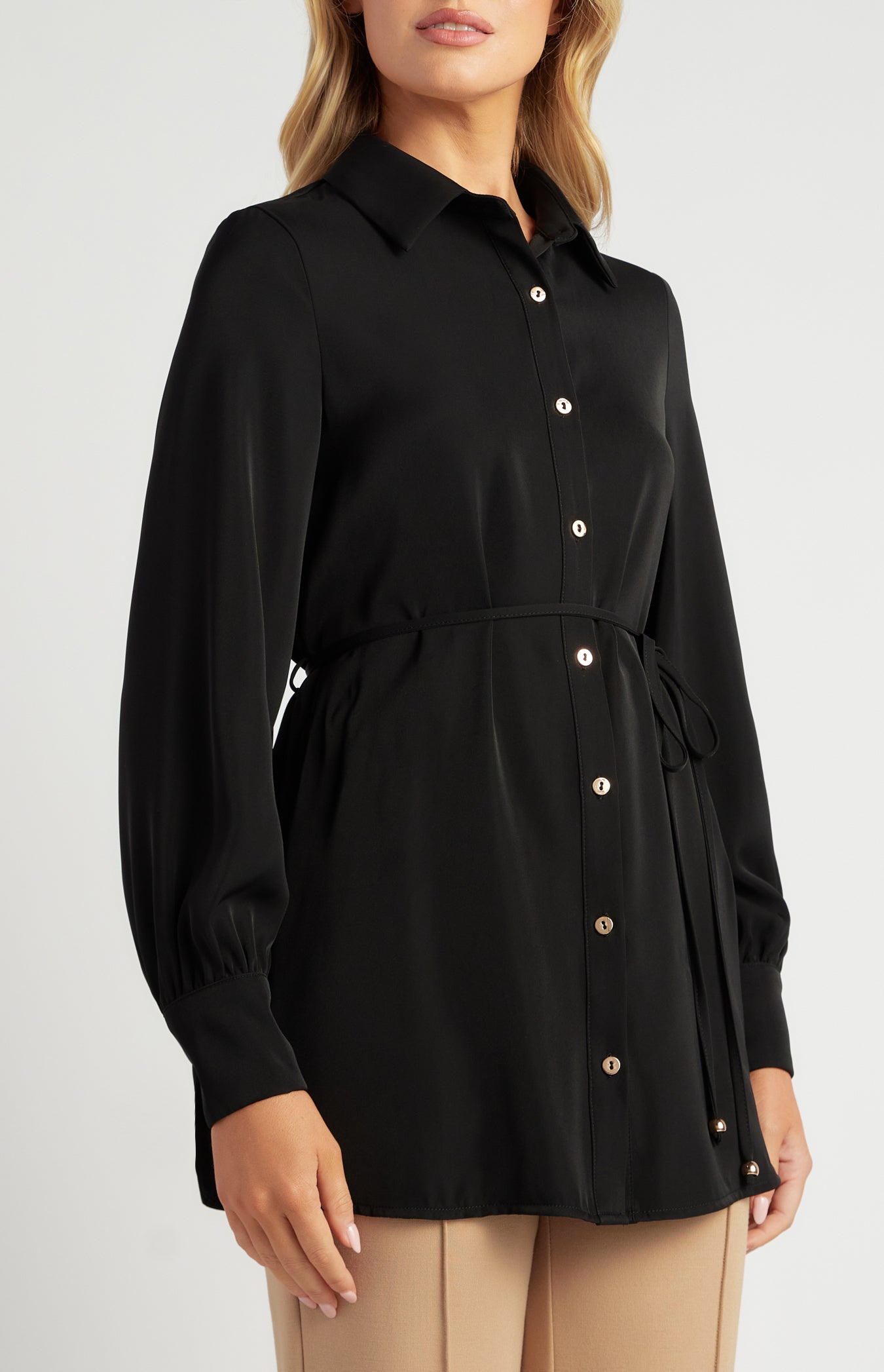 Leonie Longline Shirt Black