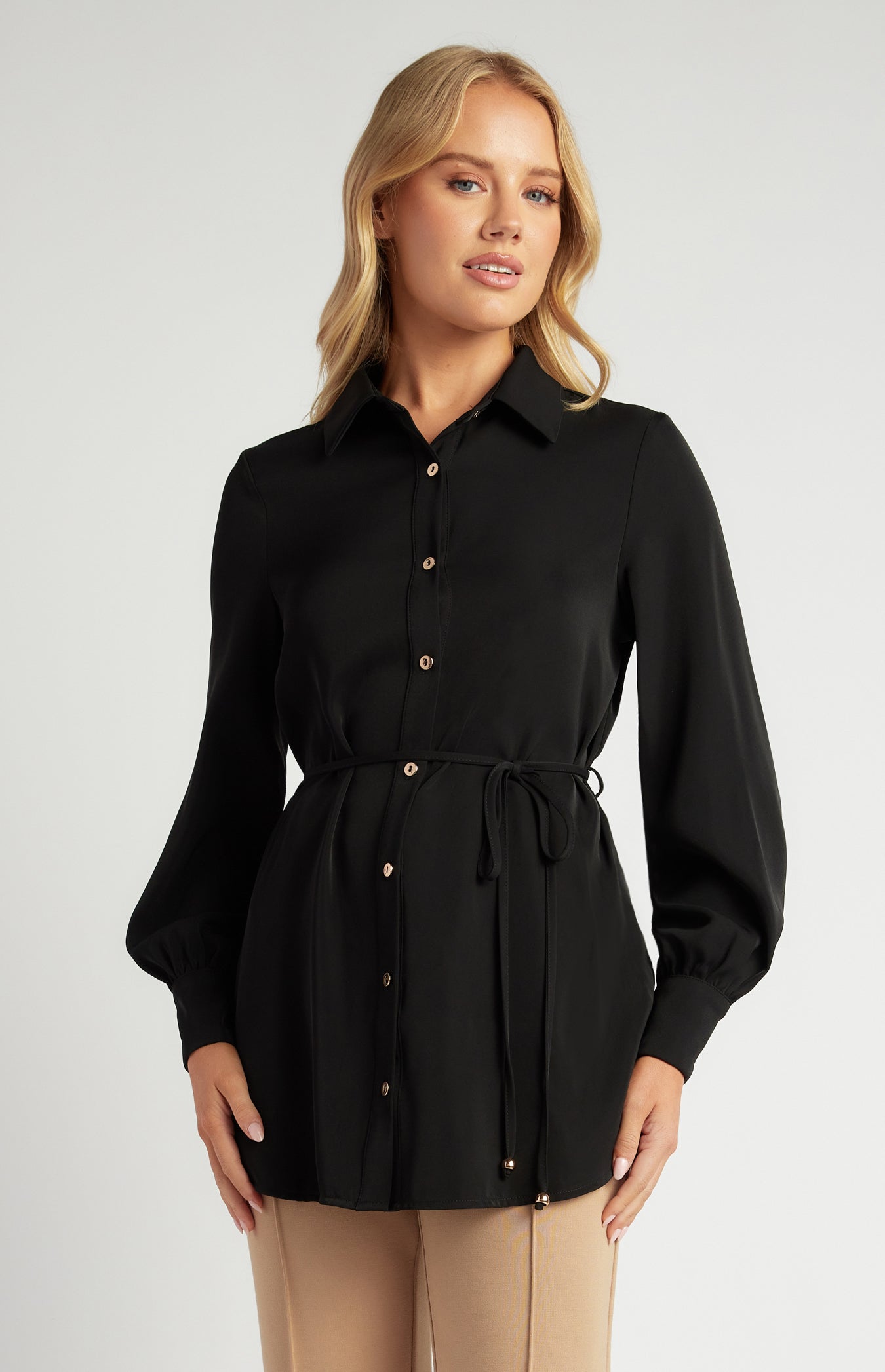 Leonie Longline Shirt Black