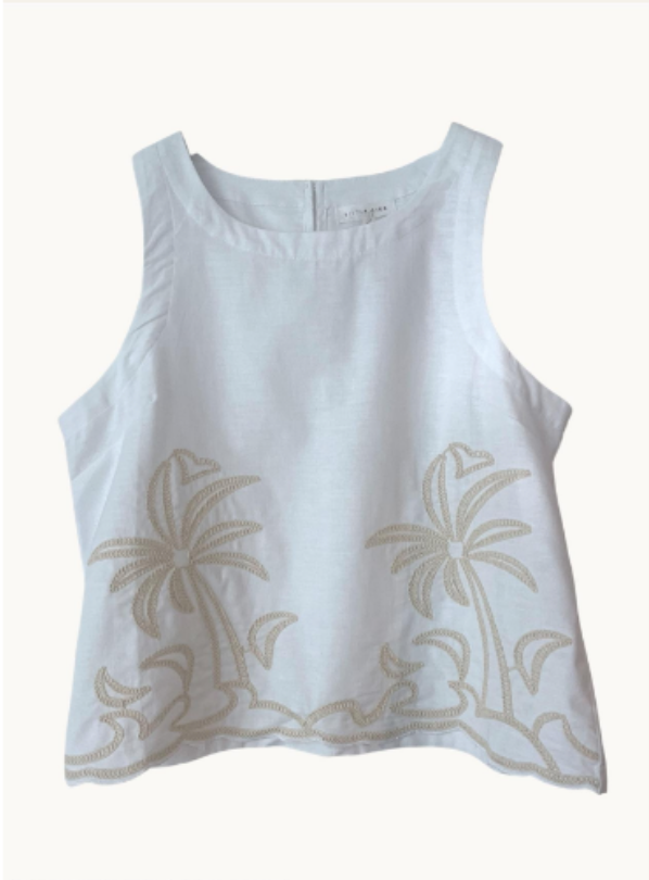 Palm Embroidered Top White