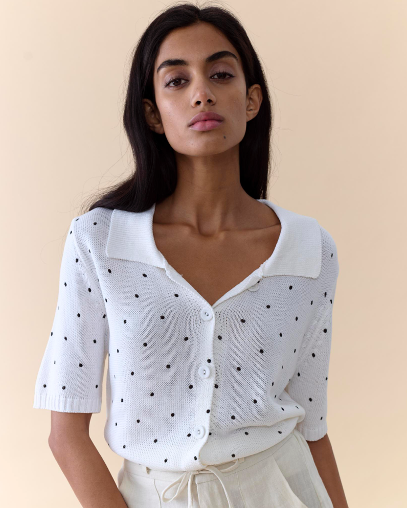 Polka Dot Button Top
