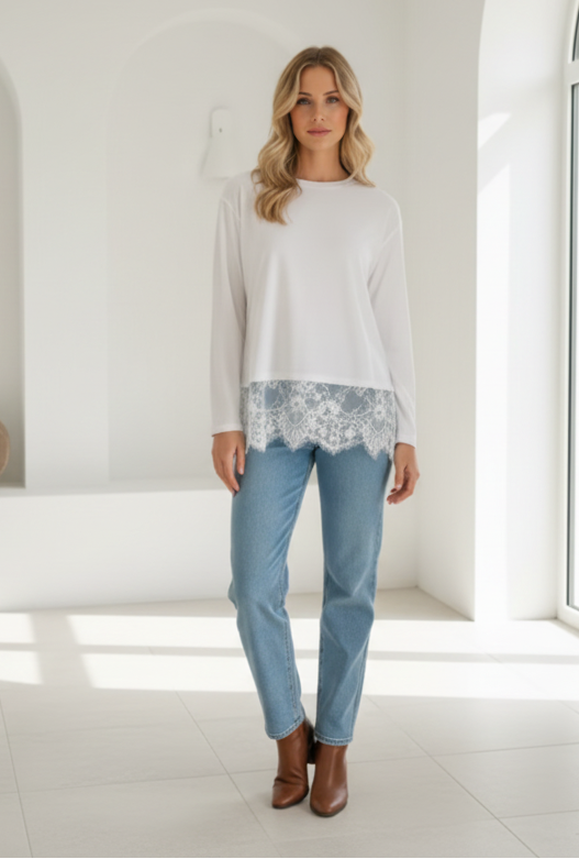 Brodie By Frankie Lace Tee White